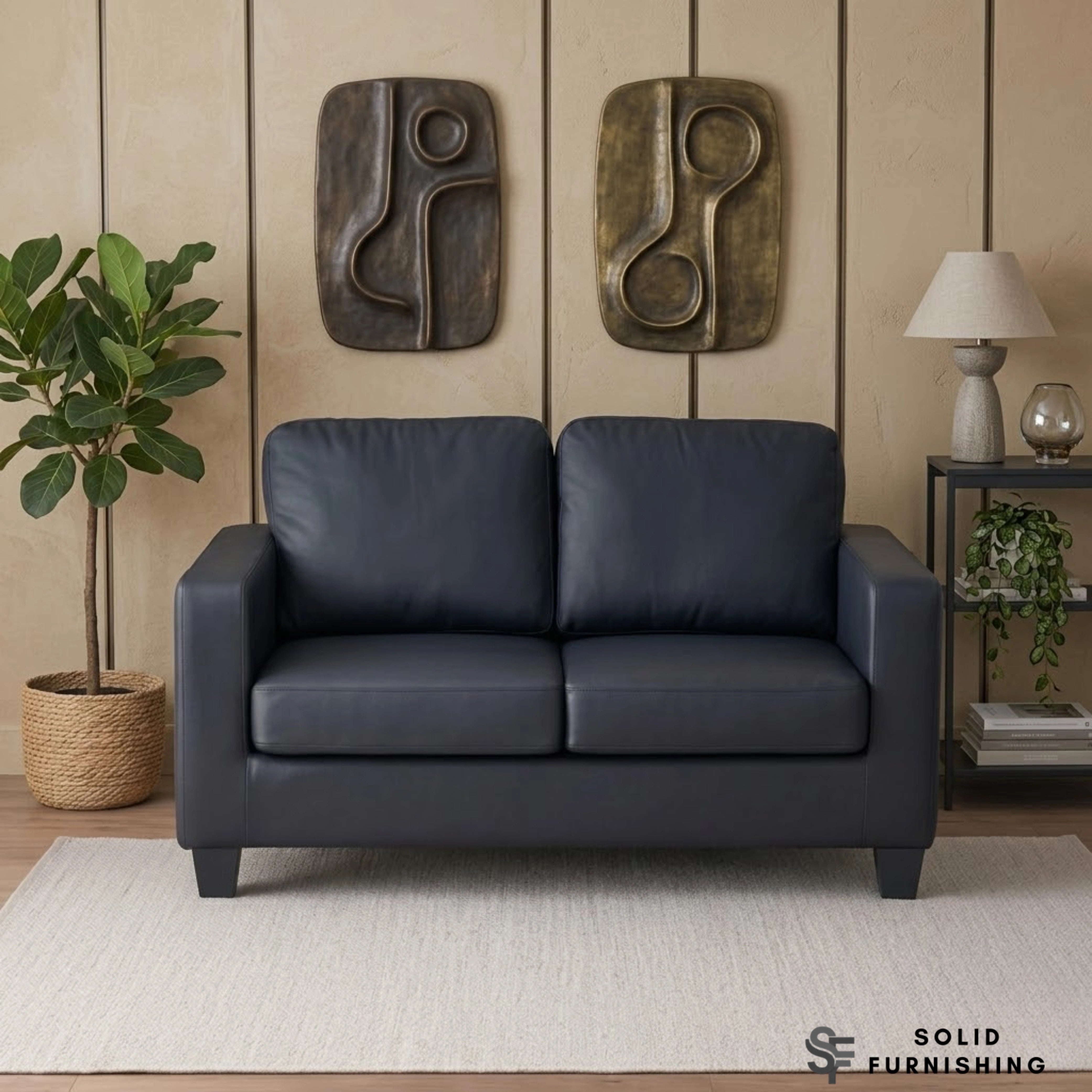 Lucy Black PU Sofa Set – Compact 3 & 2 Seater Sofa UK | Space Saving Design