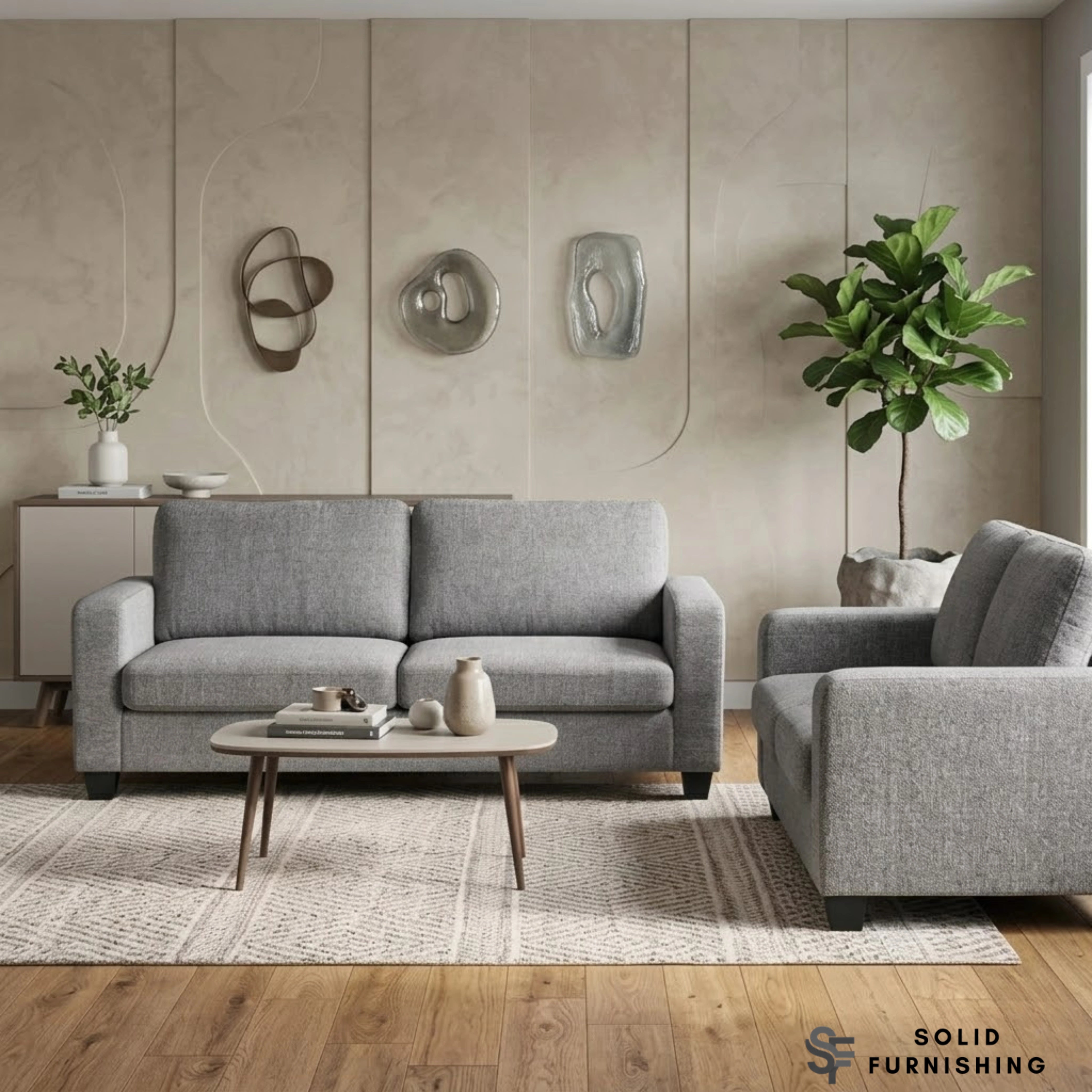 Lucy Grey Fabric Sofa Set – Compact 3 & 2 Seater Sofas UK | Soft Fabric Modern Design