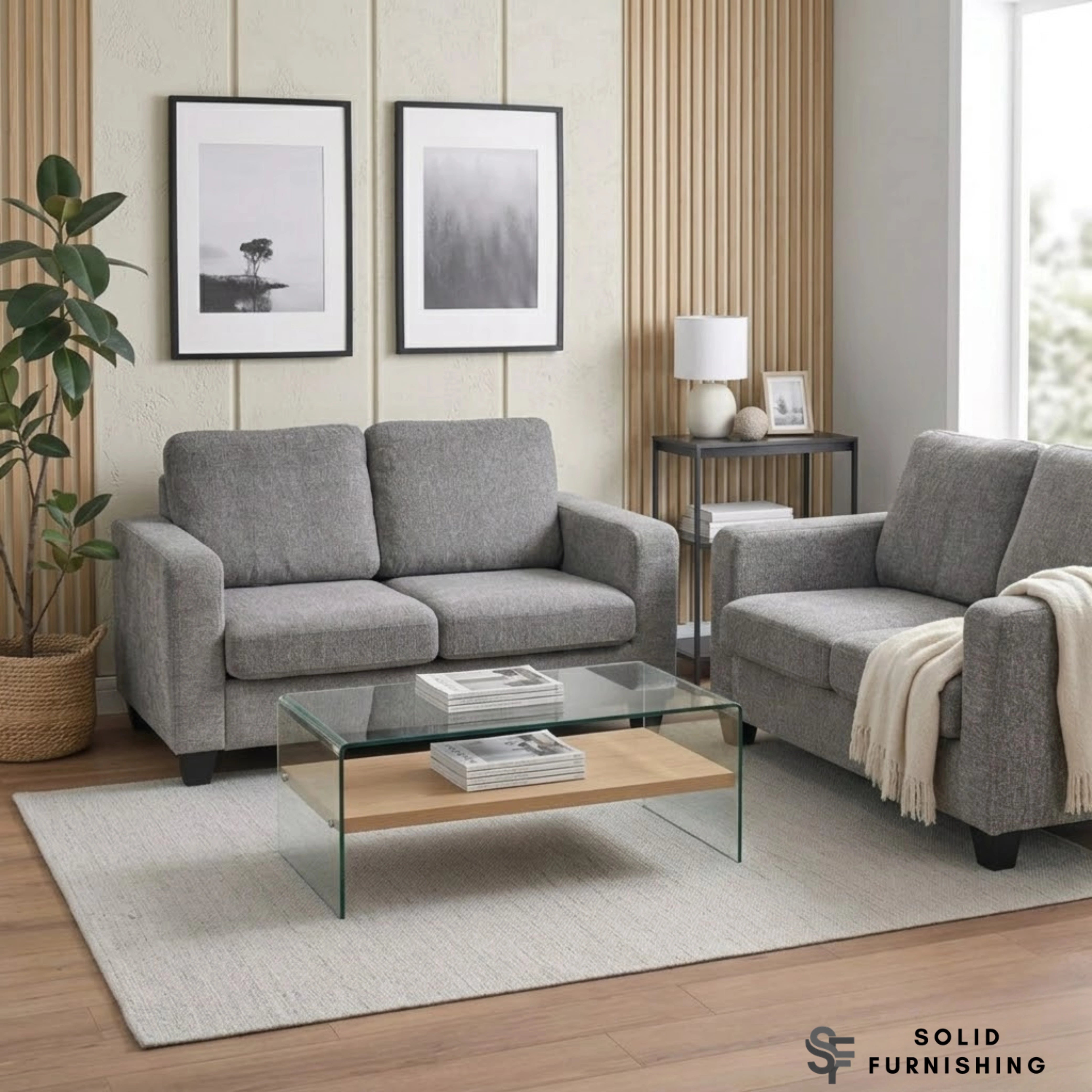 Lucy Grey Fabric Sofa Set – Compact 3 & 2 Seater Sofas UK | Soft Fabric Modern Design