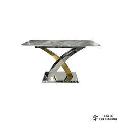 Lucy Silver & Gold Console Table – Luxury Marble Hallway Cross Frame Table UK