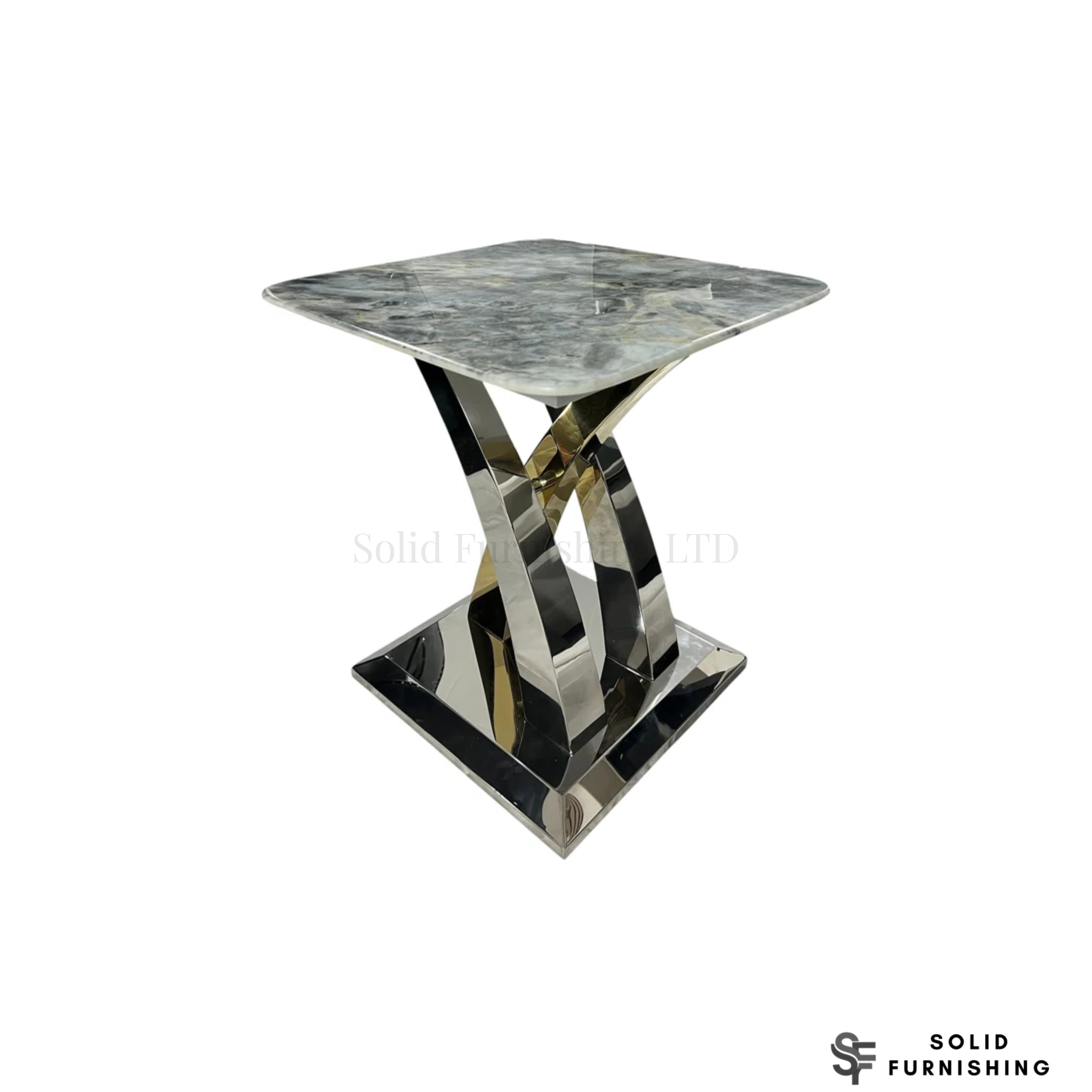 Lucy Silver & Gold Side Table – Cream or Grey Marble Lamp Table