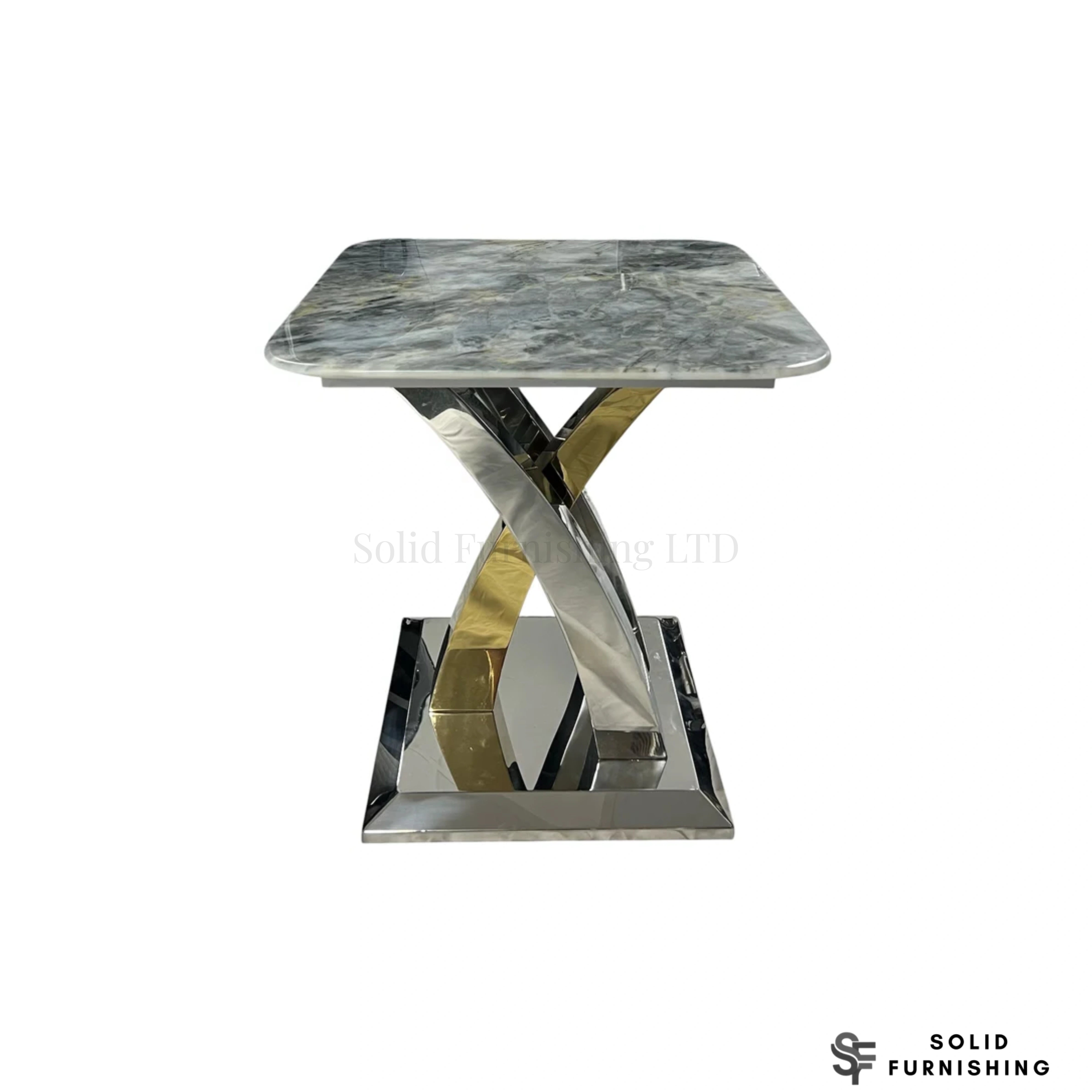 Lucy Silver & Gold Side Table – Cream or Grey Marble Lamp Table