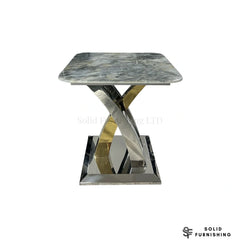 Lucy Silver & Gold Side Table – Cream or Grey Marble Lamp Table