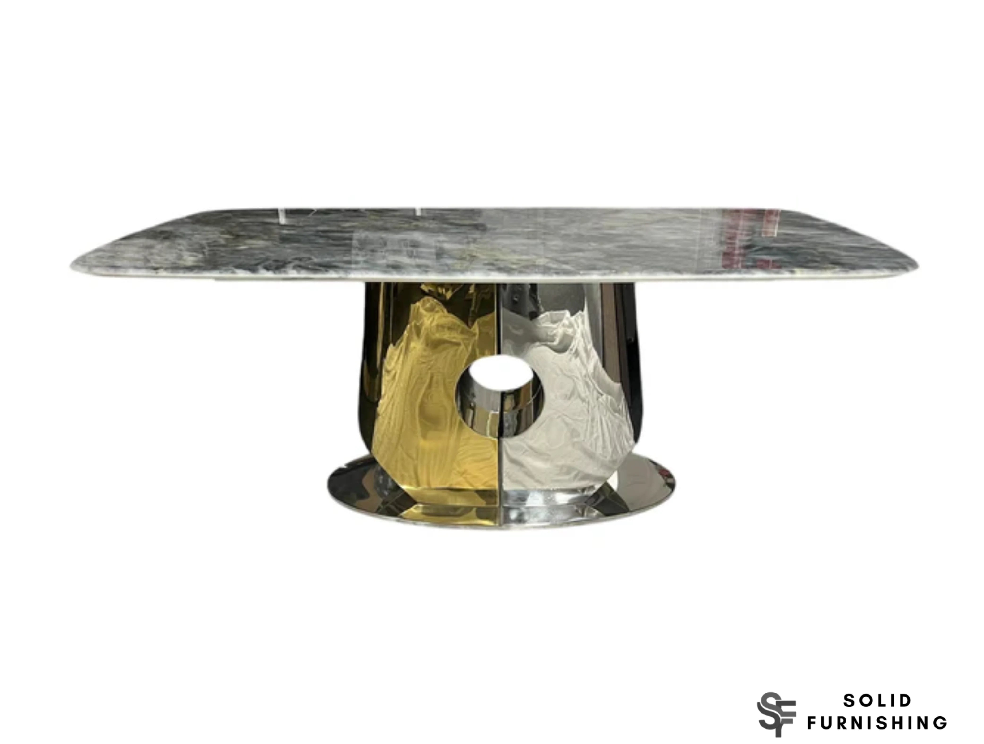 Madrid Marble Coffee Table – Cream/Grey Top | Luxury Silver & Gold Centre Table