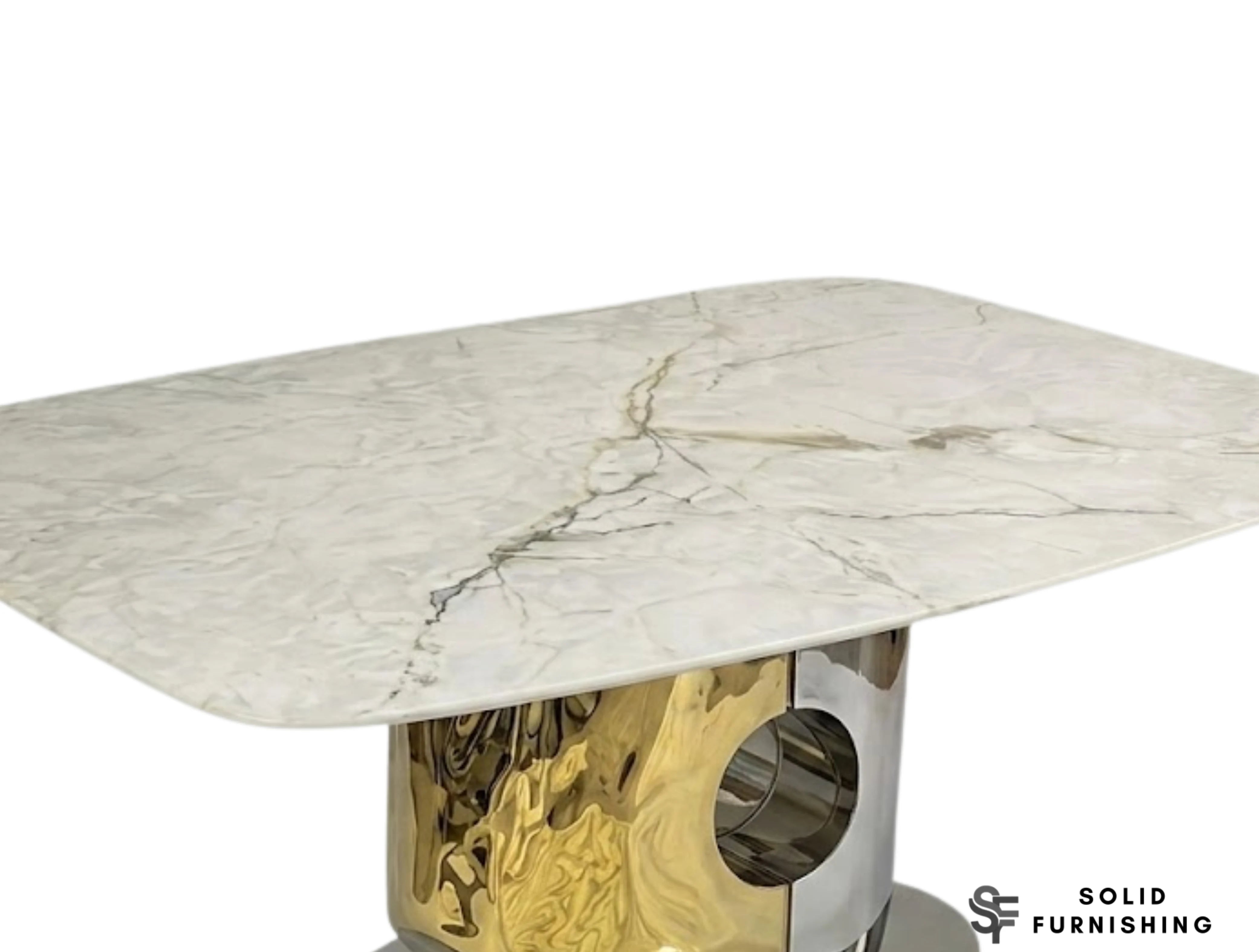 Madrid Marble Coffee Table – Cream/Grey Top | Luxury Silver & Gold Centre Table