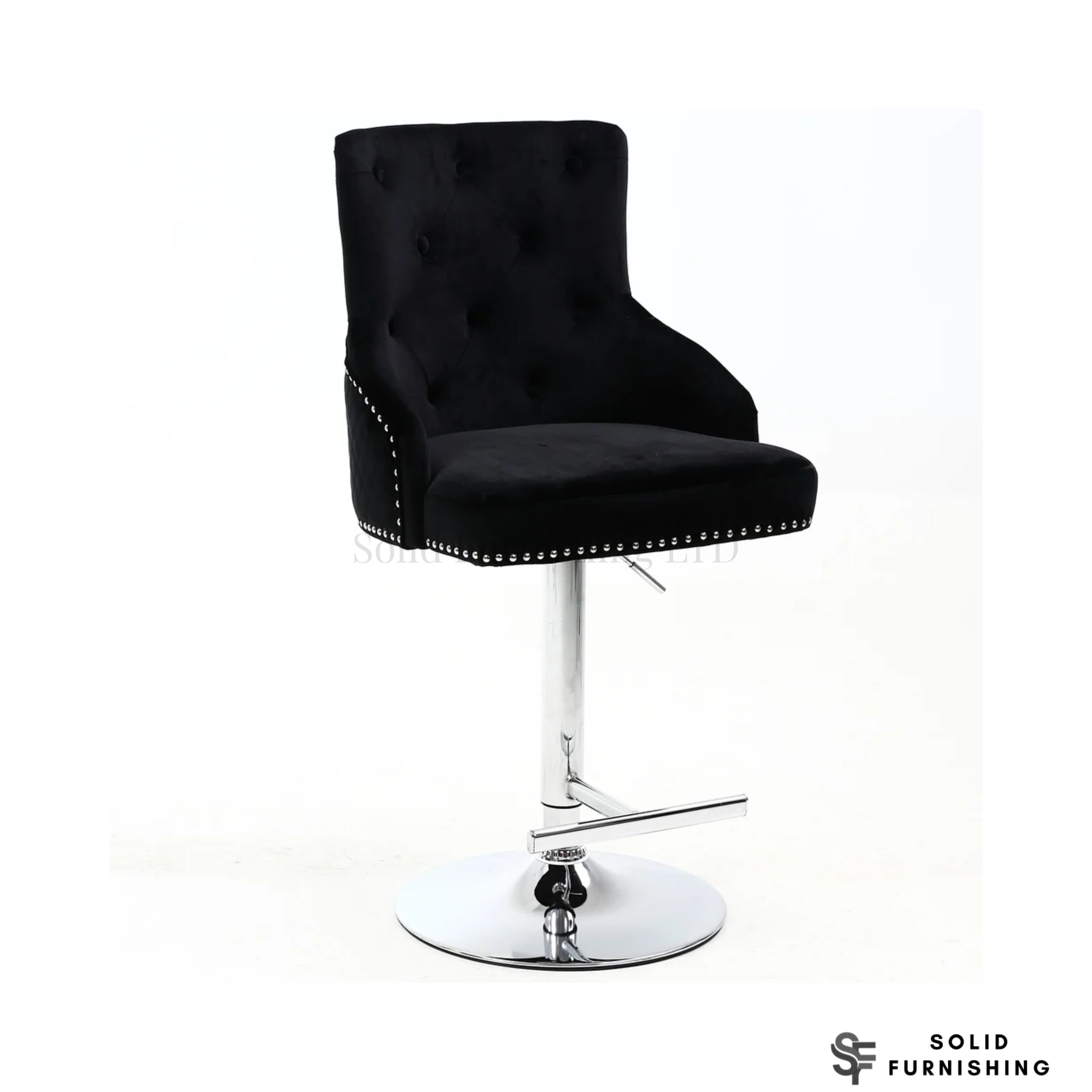 Majestic Black Fabric Swivel Bar Stool – Chrome Lion Knocker Breakfast Bar Chair