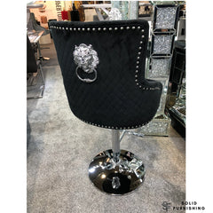 Majestic Black Fabric Swivel Bar Stool – Chrome Lion Knocker Breakfast Bar Chair