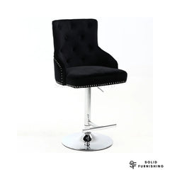 Majestic Black Fabric Swivel Bar Stool – Chrome Lion Knocker Breakfast Bar Chair
