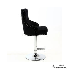 Majestic Black Fabric Swivel Bar Stool – Chrome Lion Knocker Breakfast Bar Chair