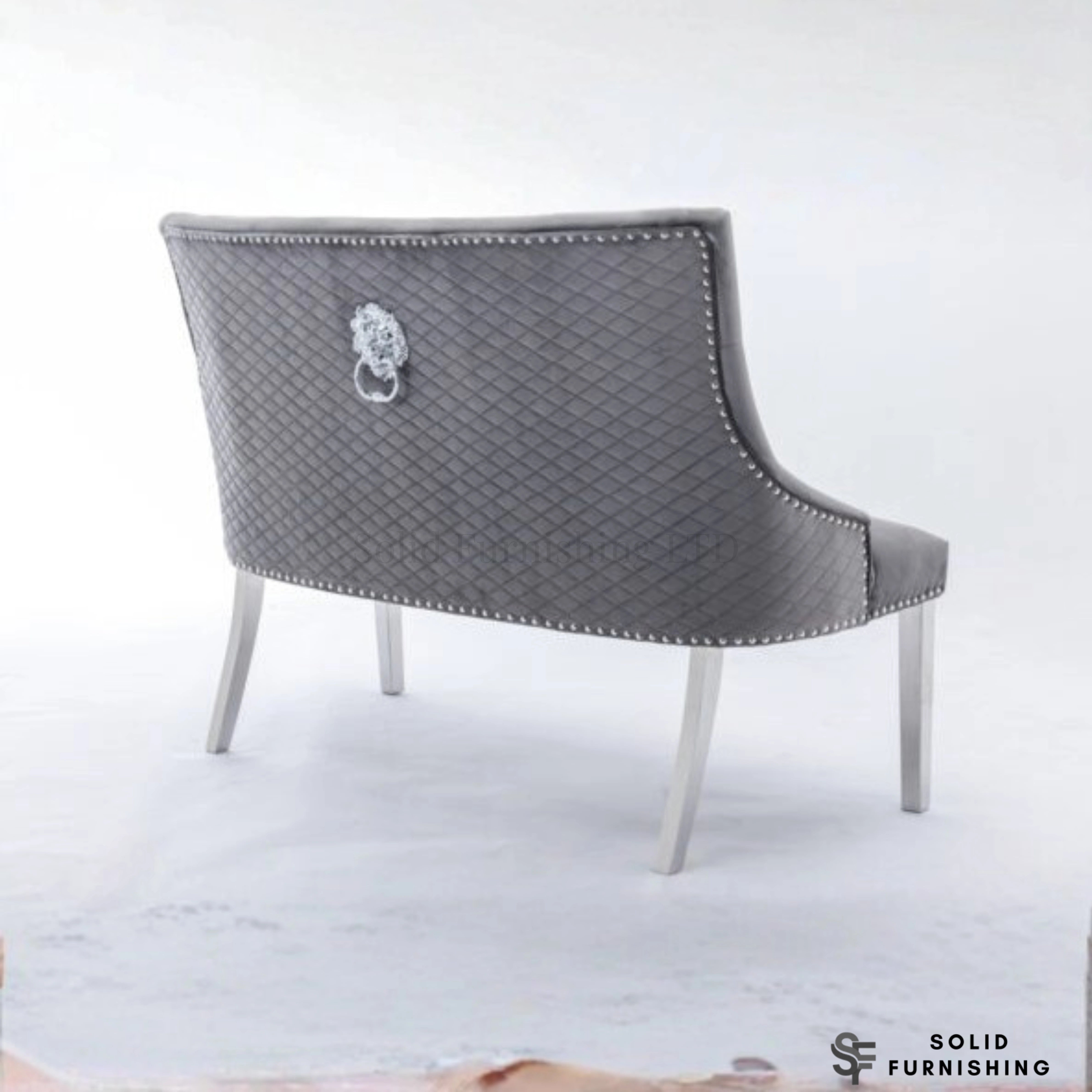 Majestic High Back Velvet Dining Bench – Chrome Leg Knocker Back Bench in Grey, Black or Mink