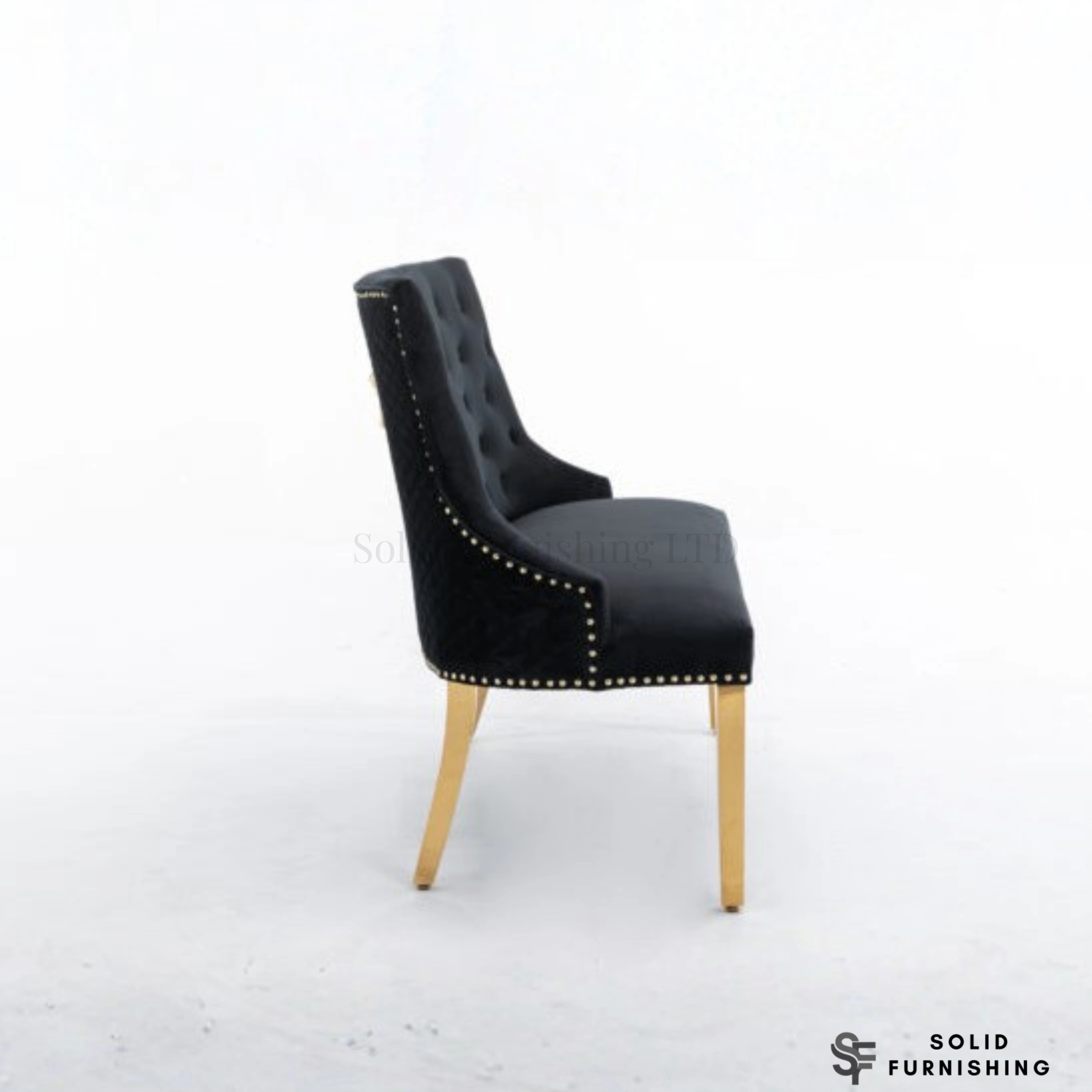 Majestic High Back Velvet Dining Bench with Gold Legs – Black or Mink