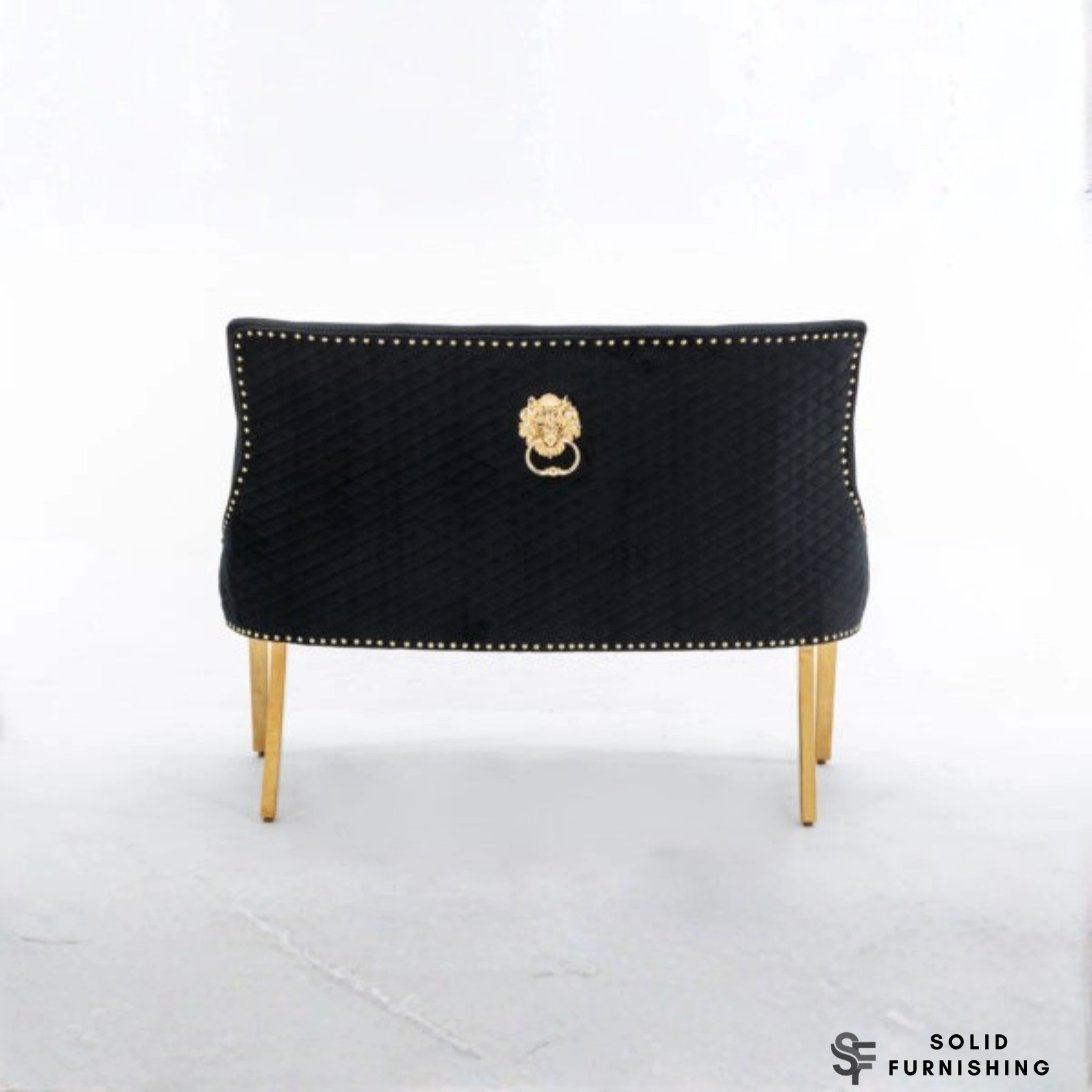 Majestic High Back Velvet Dining Bench with Gold Legs – Black or Mink