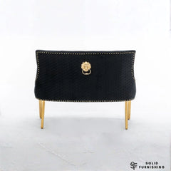 Majestic High Back Velvet Dining Bench with Gold Legs – Black or Mink
