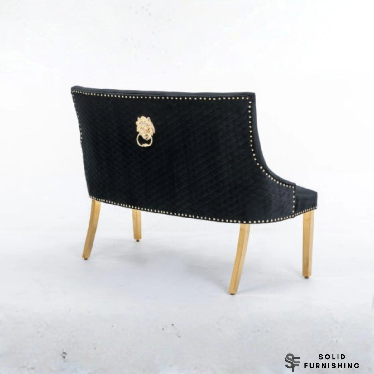 Majestic High Back Velvet Dining Bench with Gold Legs – Black or Mink