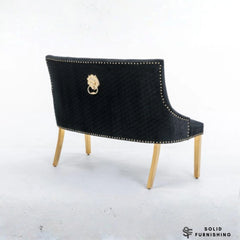 Majestic High Back Velvet Dining Bench with Gold Legs – Black or Mink