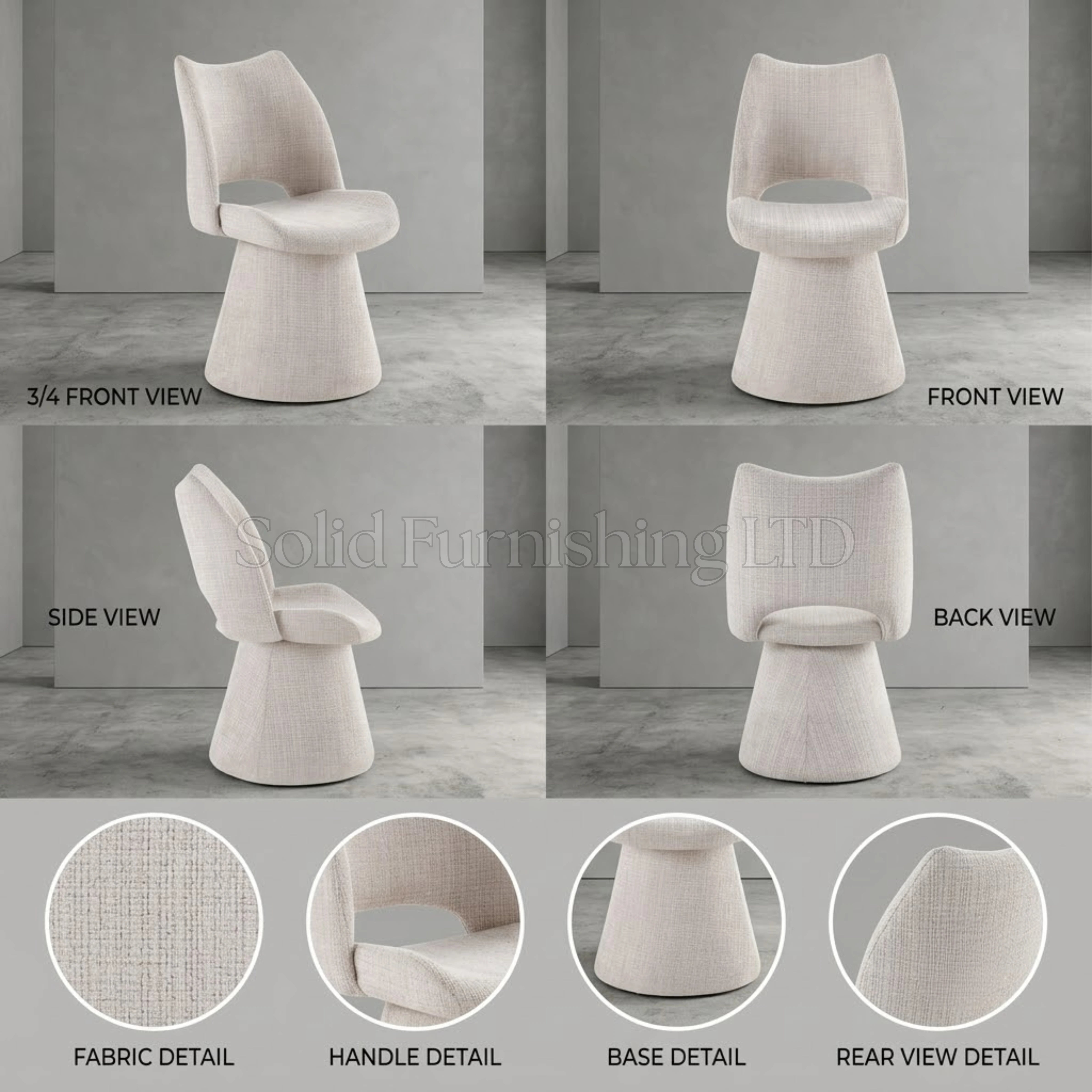 Maryland Fabric 360 Swivel Dining Chairs – Beige or Grey (Set of 2)