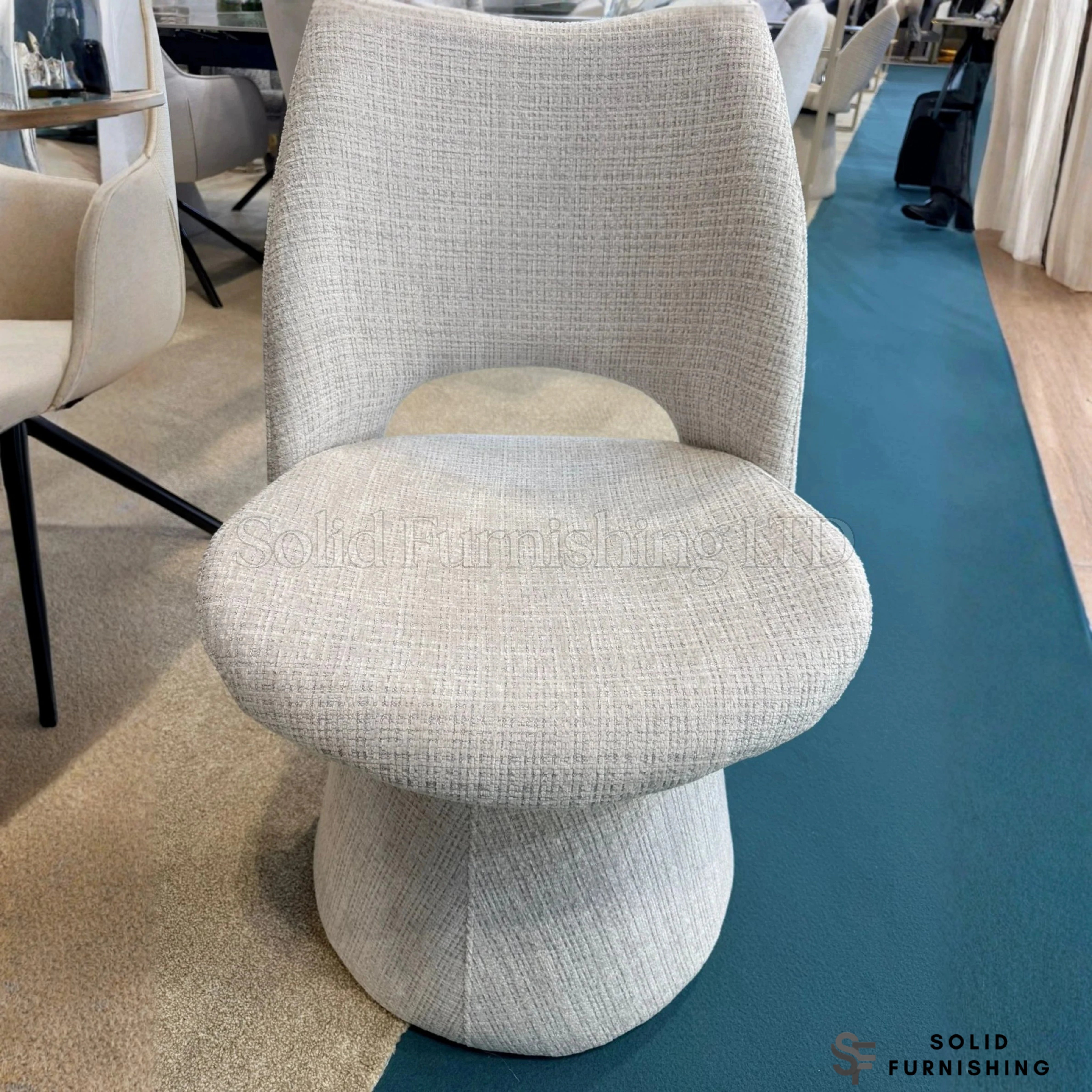Maryland Fabric 360 Swivel Dining Chairs – Beige or Grey (Set of 2)