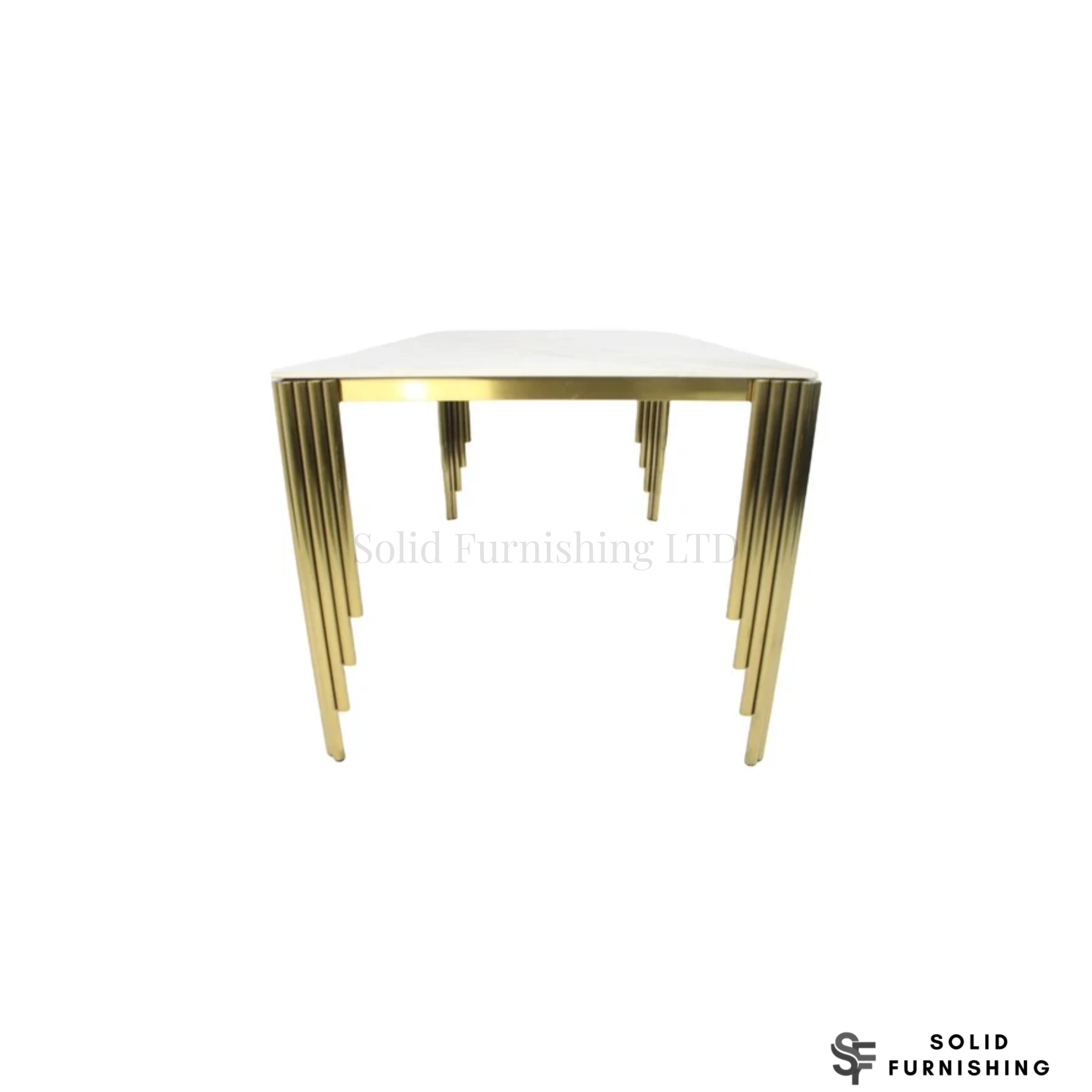 Mayfair Gold Dining Table – 180cm Marble & Ceramic Top with Art Deco Legs
