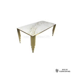 Mayfair Gold Dining Table – 180cm Marble & Ceramic Top with Art Deco Legs