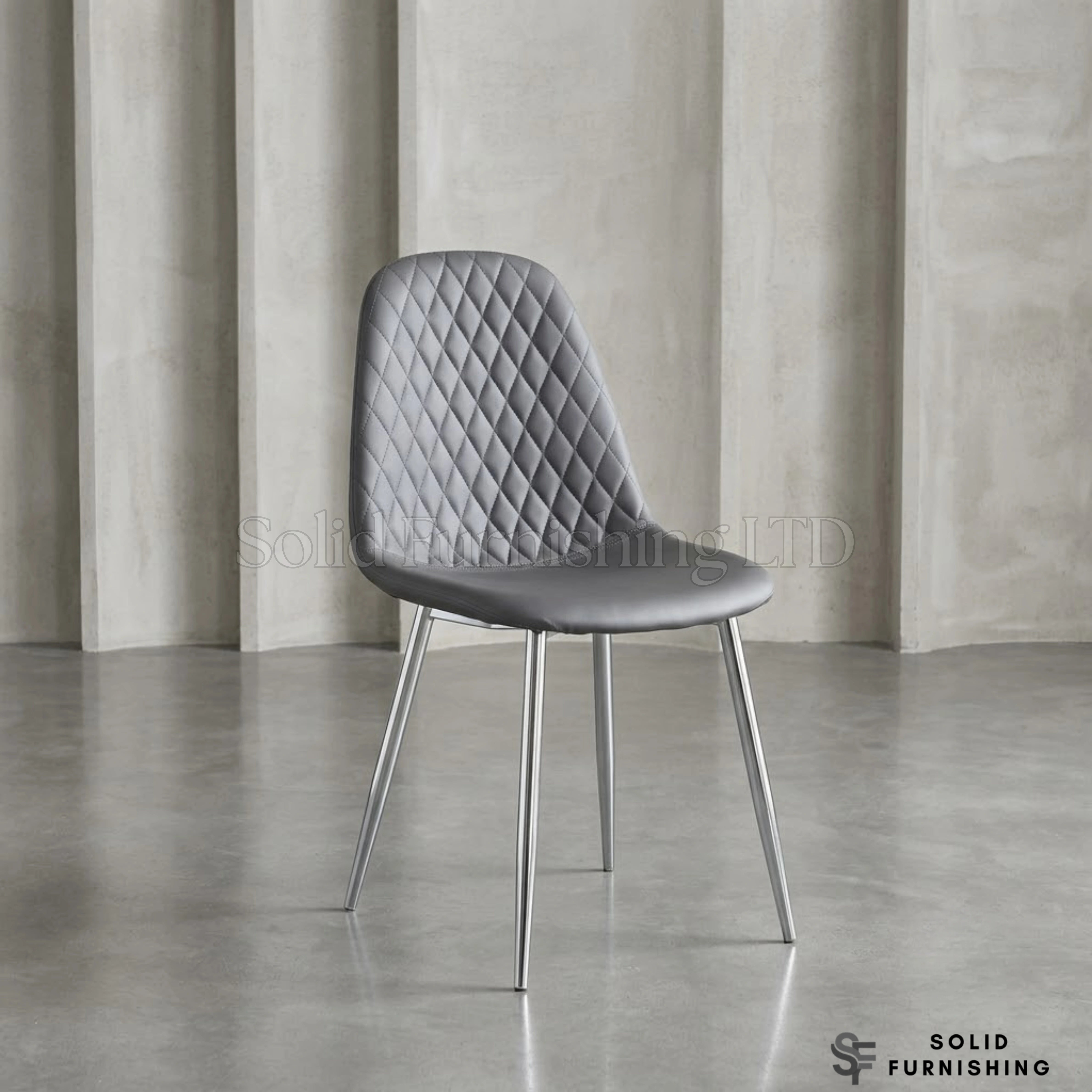 Mexico PU Leather Dining Chairs – Grey, Black, and White with Chrome Legs (Set of 2)