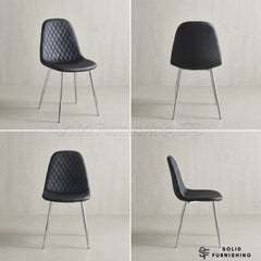Mexico PU Leather Dining Chairs – Grey, Black, and White with Chrome Legs (Set of 2)