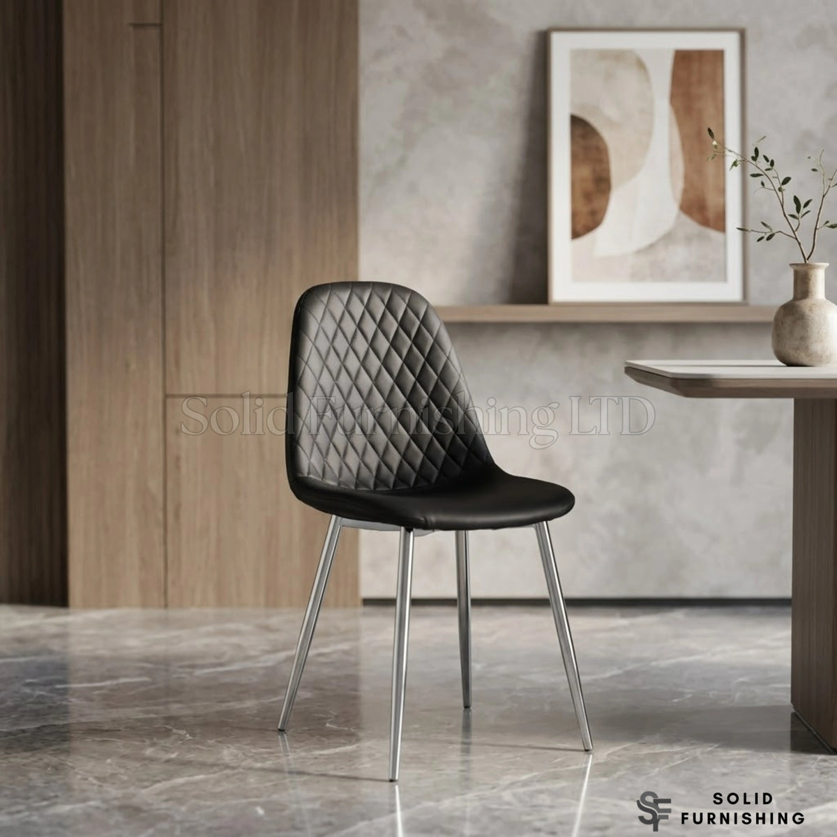 Mexico PU Leather Dining Chairs – Grey, Black, and White with Chrome Legs (Set of 2)