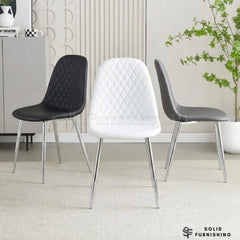 Mexico PU Leather Dining Chairs – Grey, Black, and White with Chrome Legs (Set of 2)