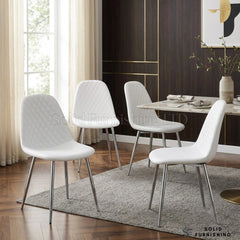 Mexico PU Leather Dining Chairs – Grey, Black, and White with Chrome Legs (Set of 2)