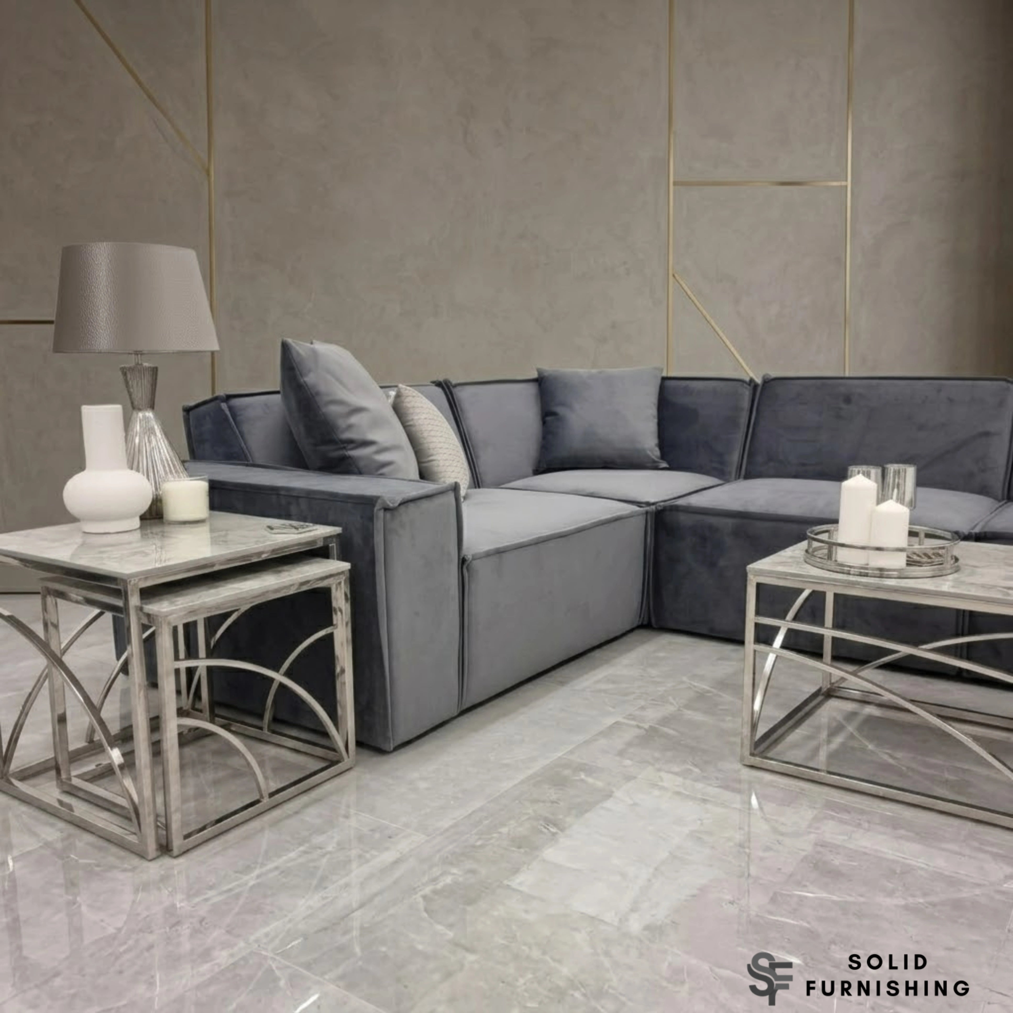 Midland 4 Seater Velvet Corner Sofa – Luxury Fabric Sofa UK