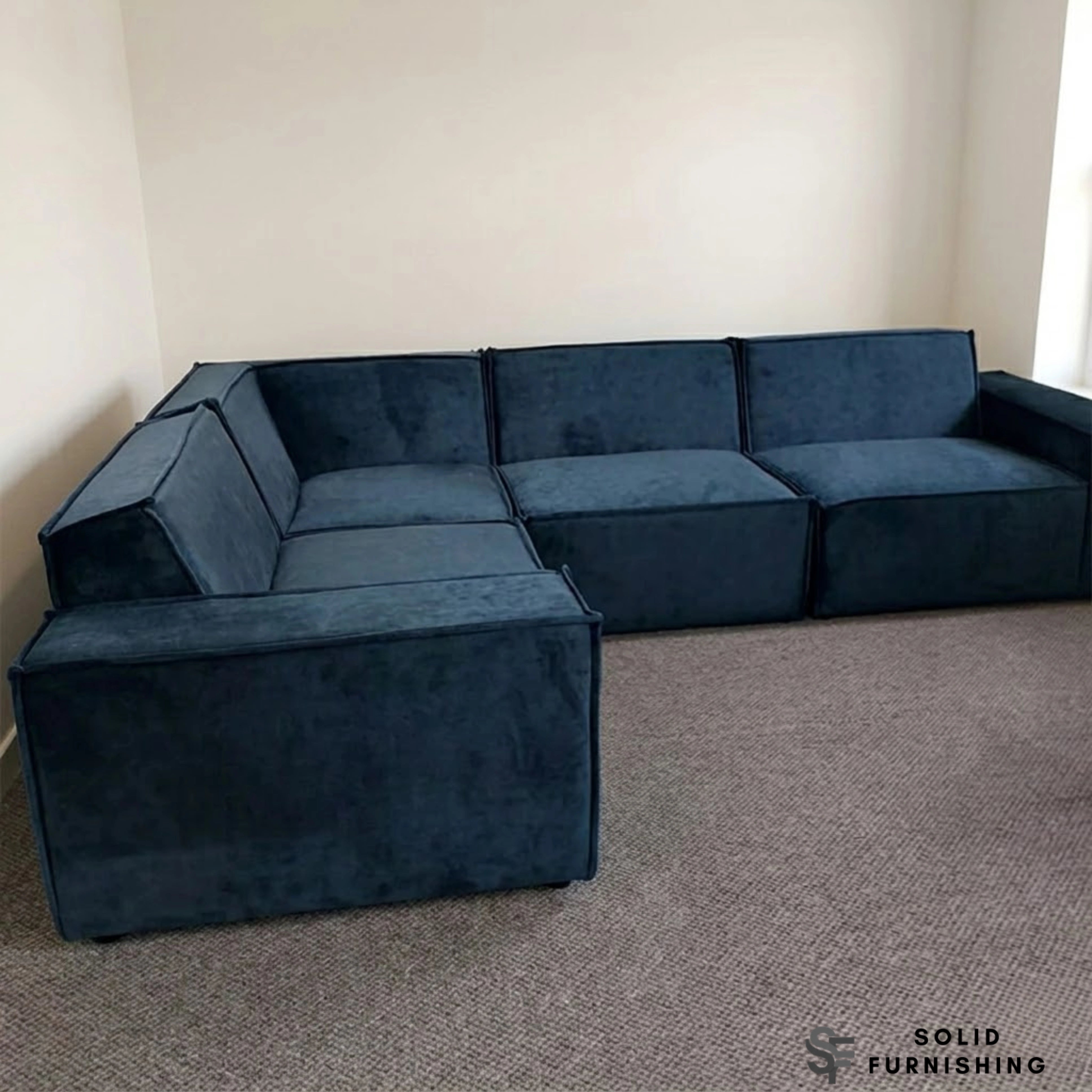 Midland 4 Seater Velvet Corner Sofa – Luxury Fabric Sofa UK