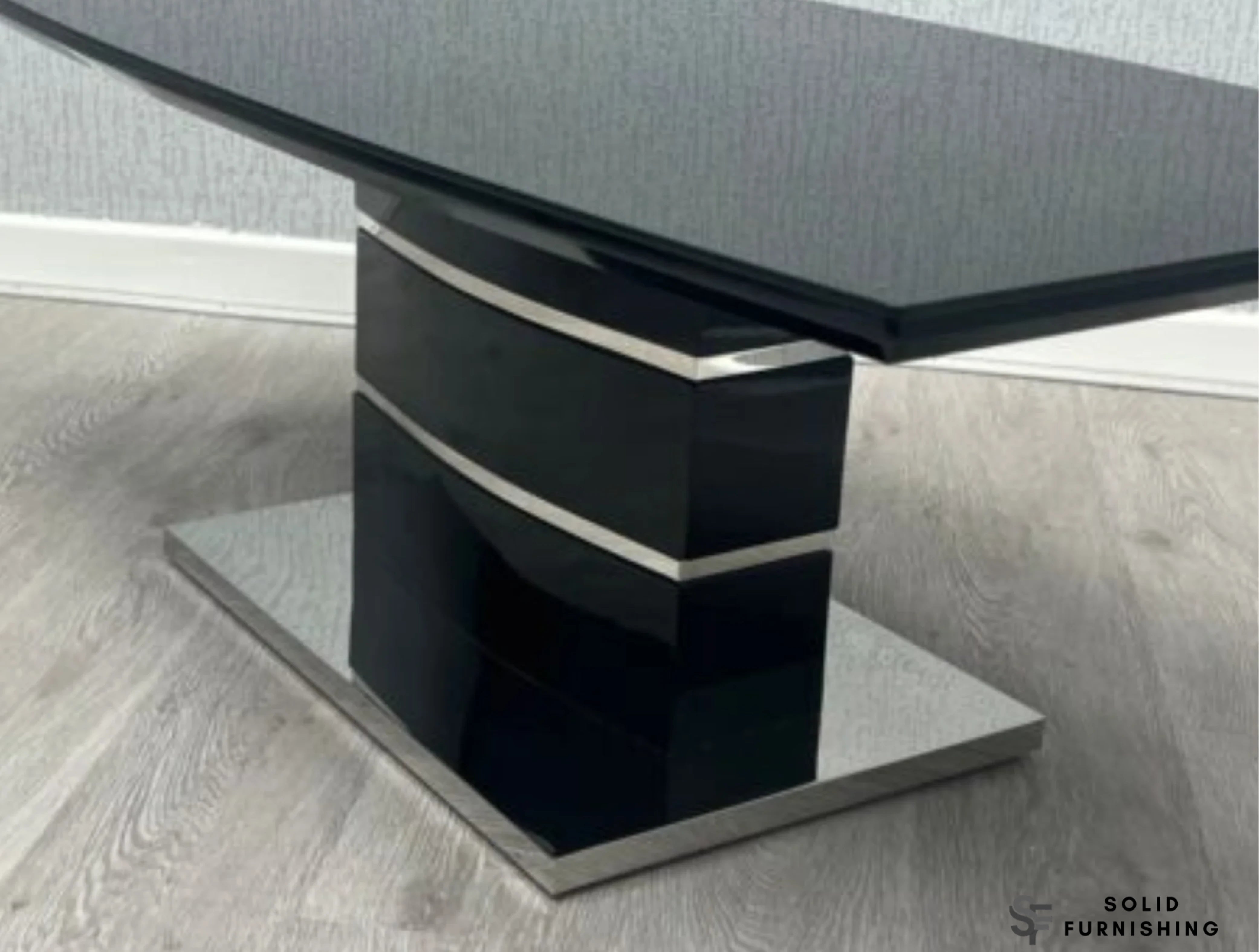 Milan Black Glass Coffee Table – Stainless Steel Base