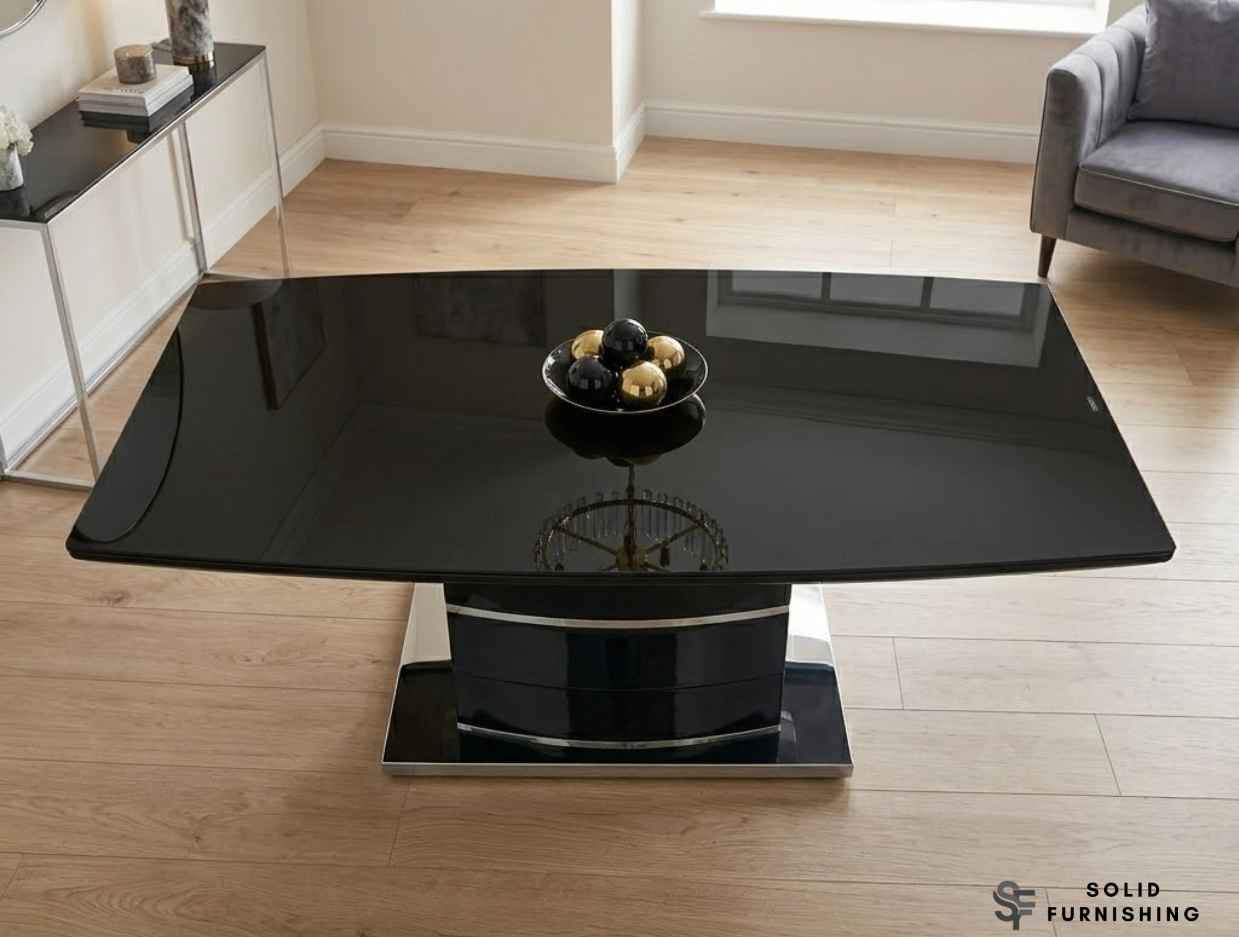 Milan Black Glass Coffee Table – Stainless Steel Base