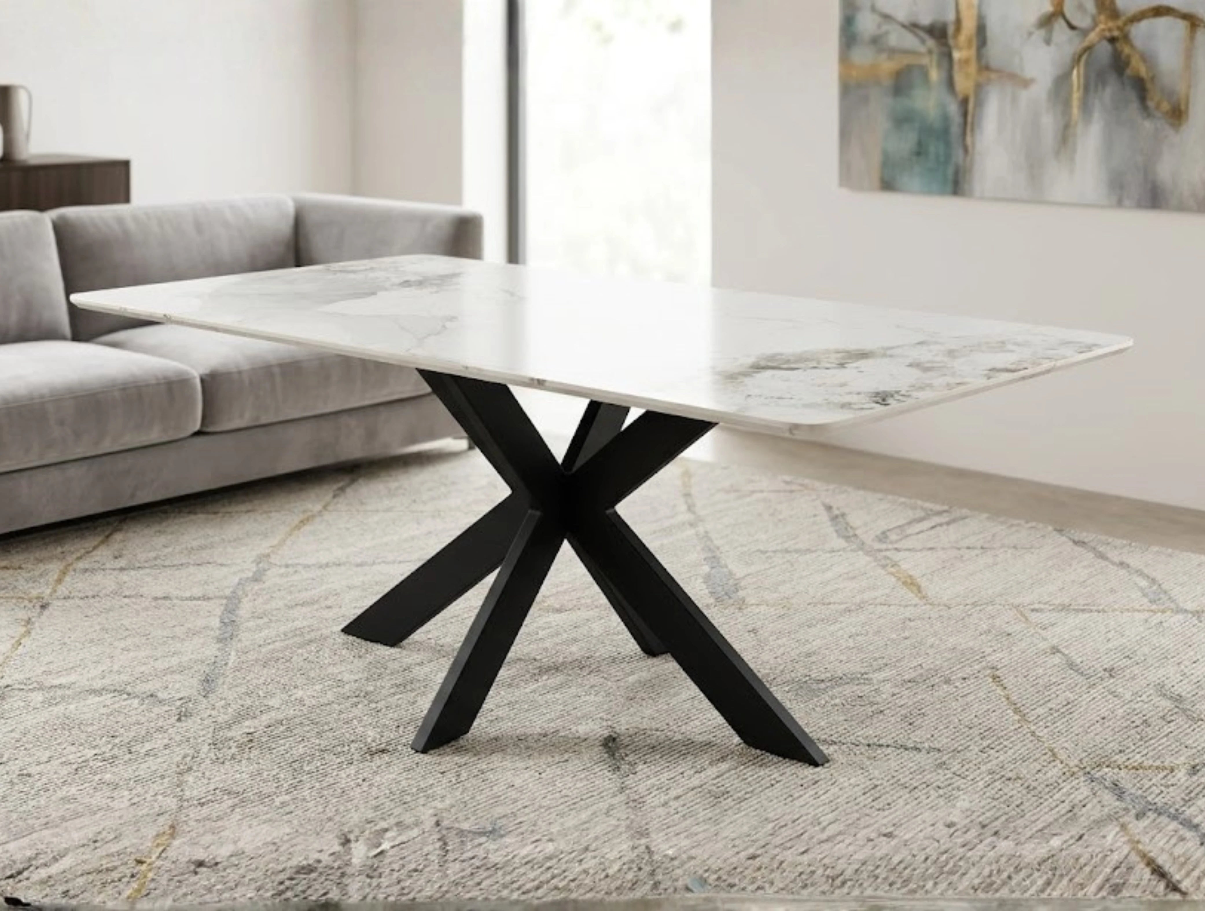 Milan Ceramic Coffee Table – Cross Pedestal Modern Centre Table