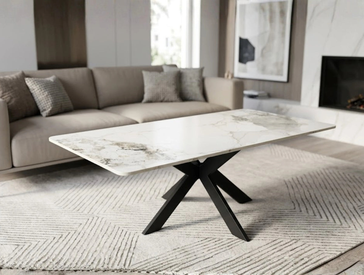 Milan Ceramic Coffee Table – Cross Pedestal Modern Centre Table