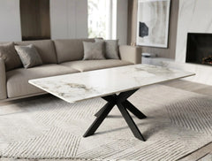 Milan Ceramic Coffee Table – Cross Pedestal Modern Centre Table