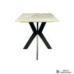 Milan Cream & Grey Ceramic Side Table – Black Cross Base Lamp Table