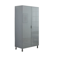 Milan Grey High Gloss 2 Door Wardrobe – Modern Bedroom Storage Wardrobe