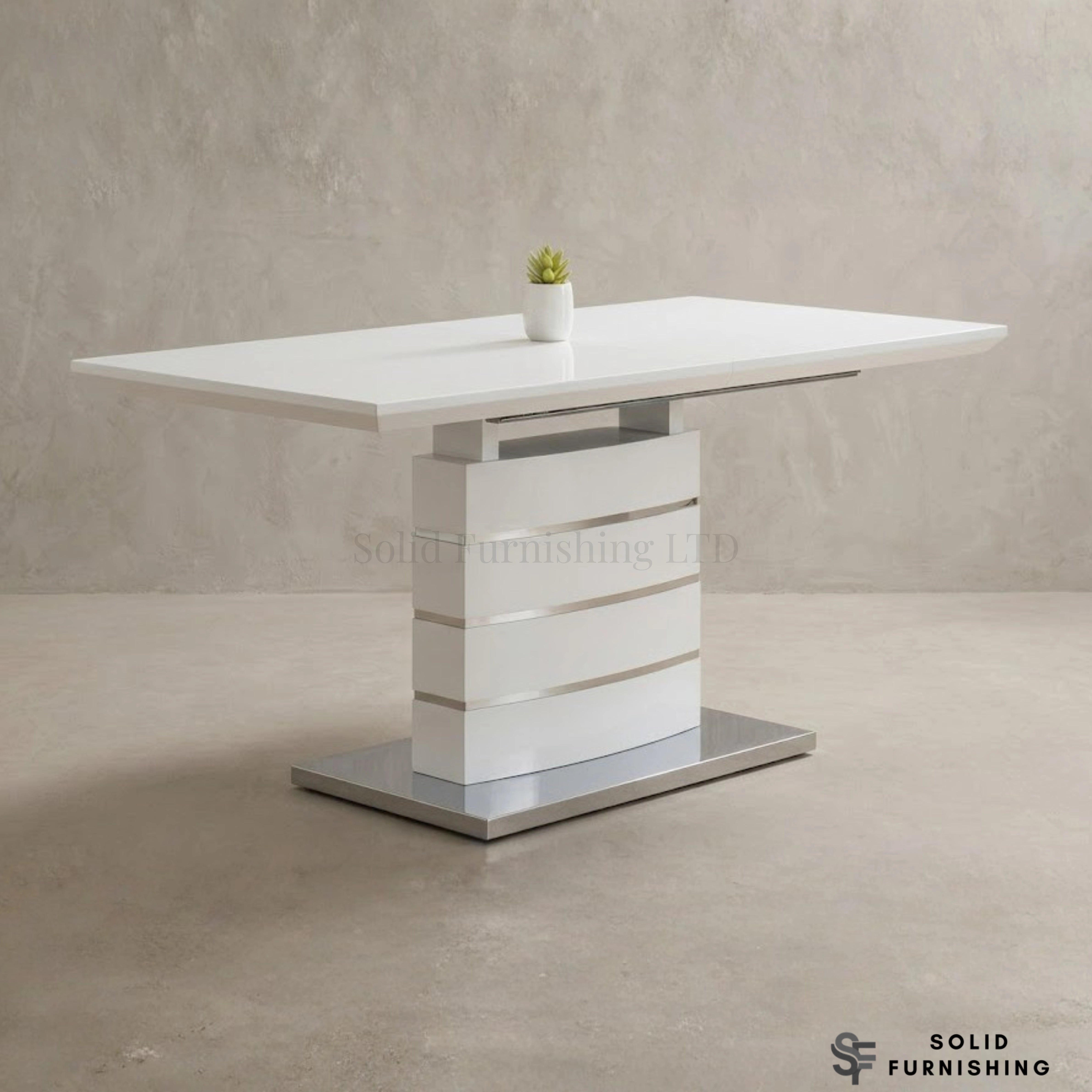 Milan High Gloss Extendable Dining Table – 140cm to 180cm Modern Pedestal Table
