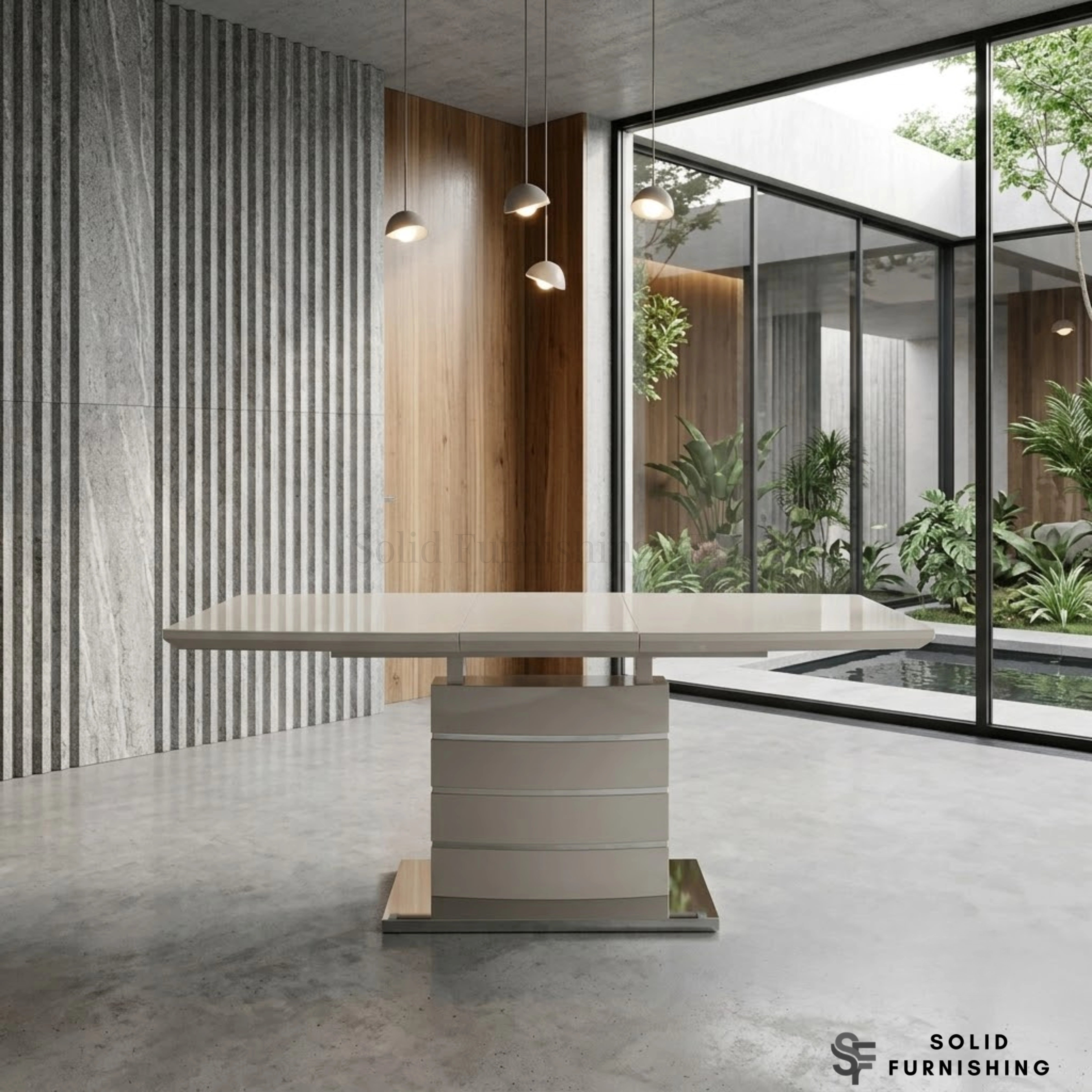Milan High Gloss Extendable Dining Table – 140cm to 180cm Modern Pedestal Table
