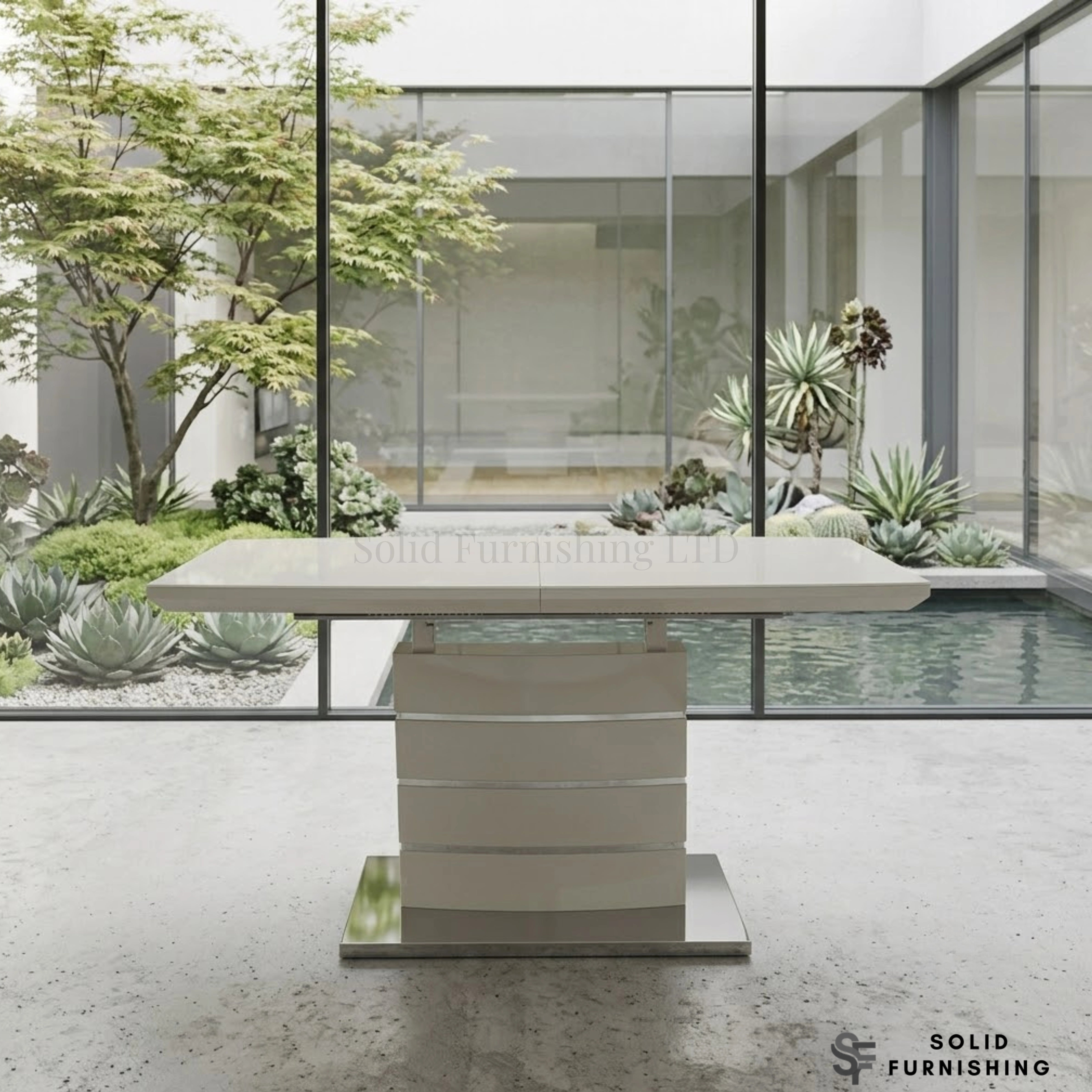 Milan High Gloss Extendable Dining Table – 140cm to 180cm Modern Pedestal Table
