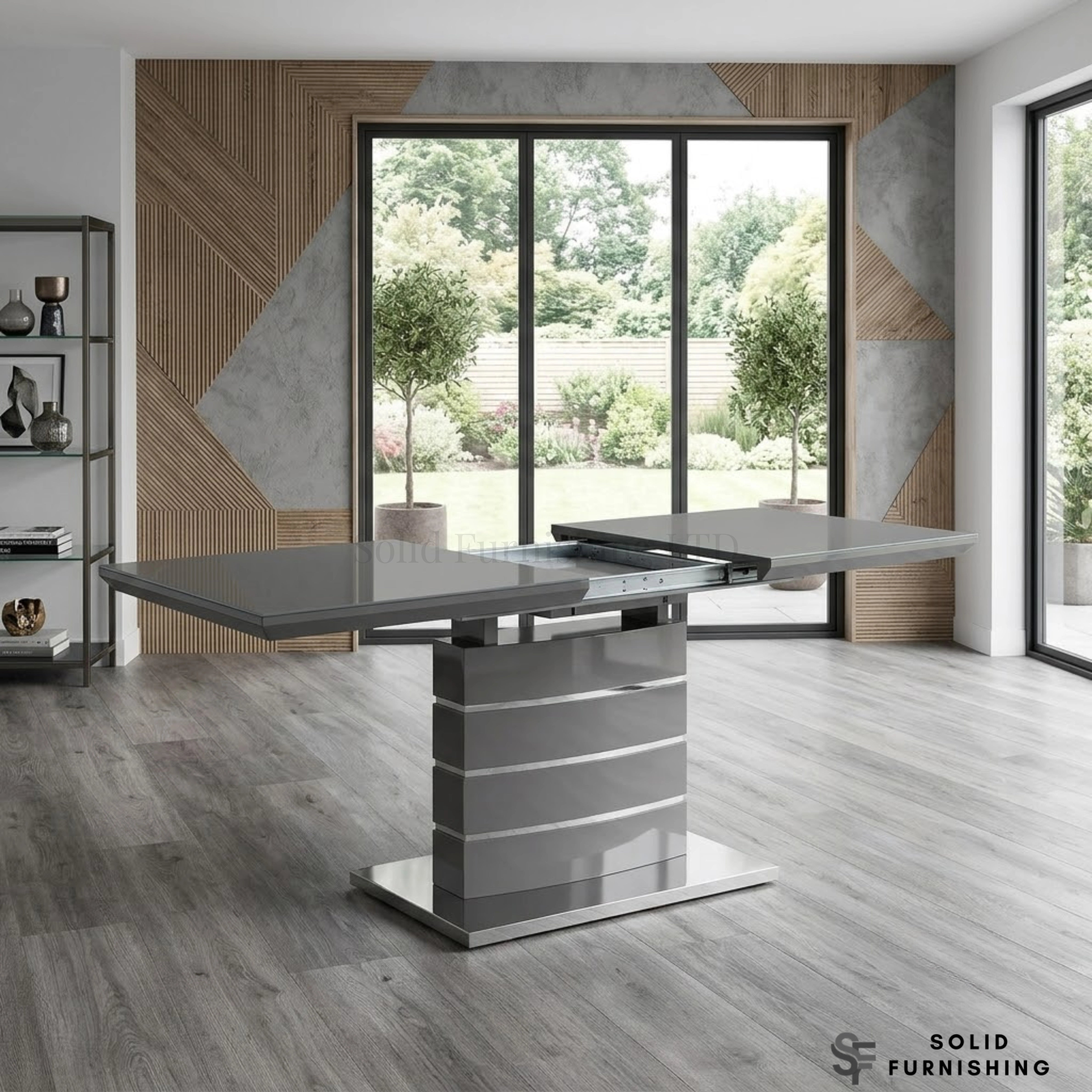 Milan High Gloss Extendable Dining Table – 140cm to 180cm Modern Pedestal Table