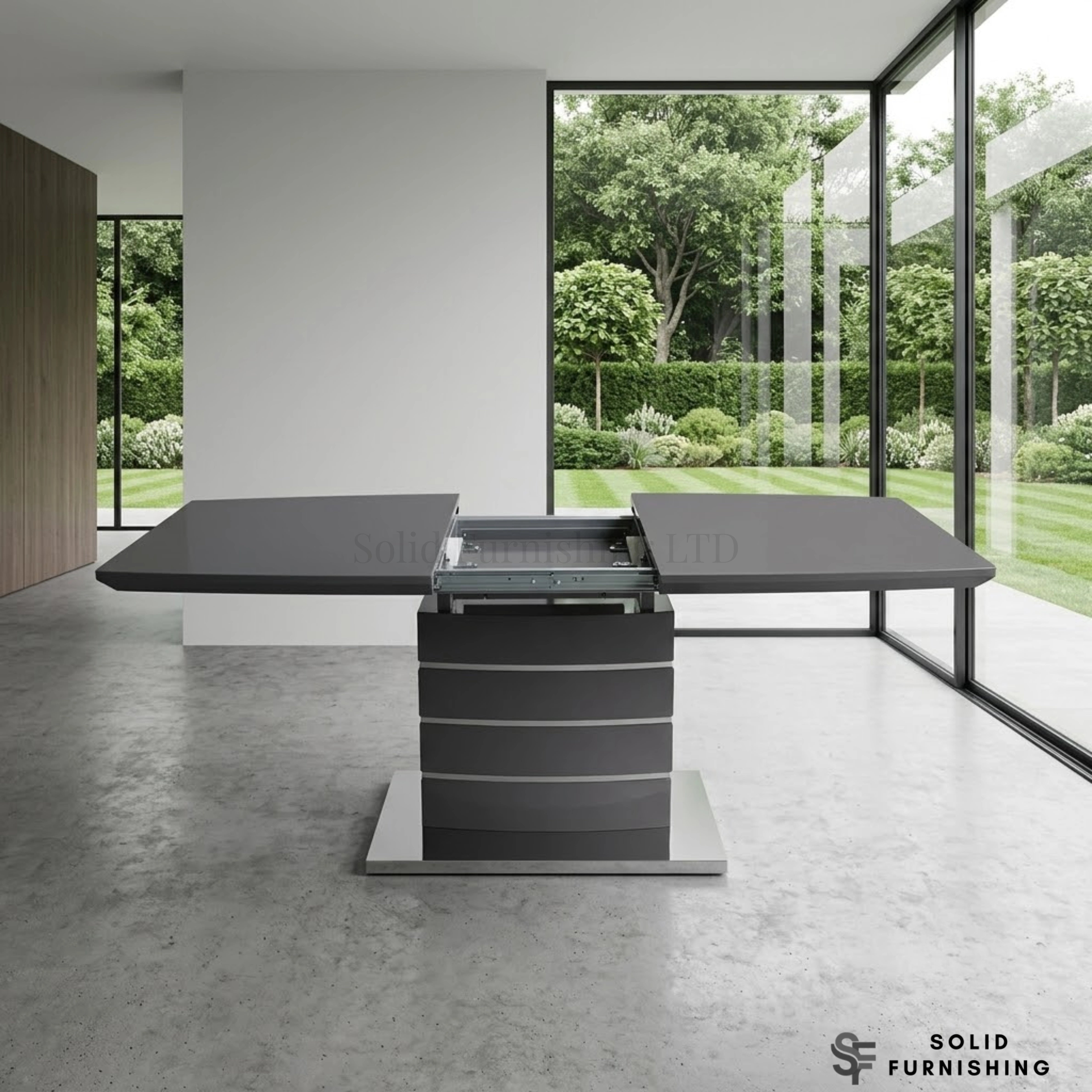 Milan High Gloss Extendable Dining Table – 140cm to 180cm Modern Pedestal Table