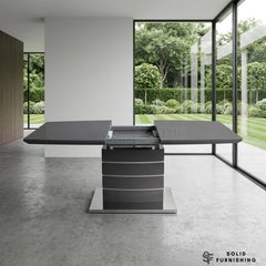 Milan High Gloss Extendable Dining Table – 140cm to 180cm Modern Pedestal Table