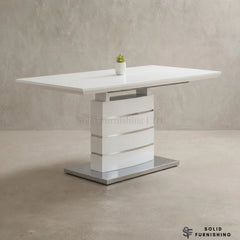Milan High Gloss Extendable Dining Table – 140cm to 180cm Modern Pedestal Table