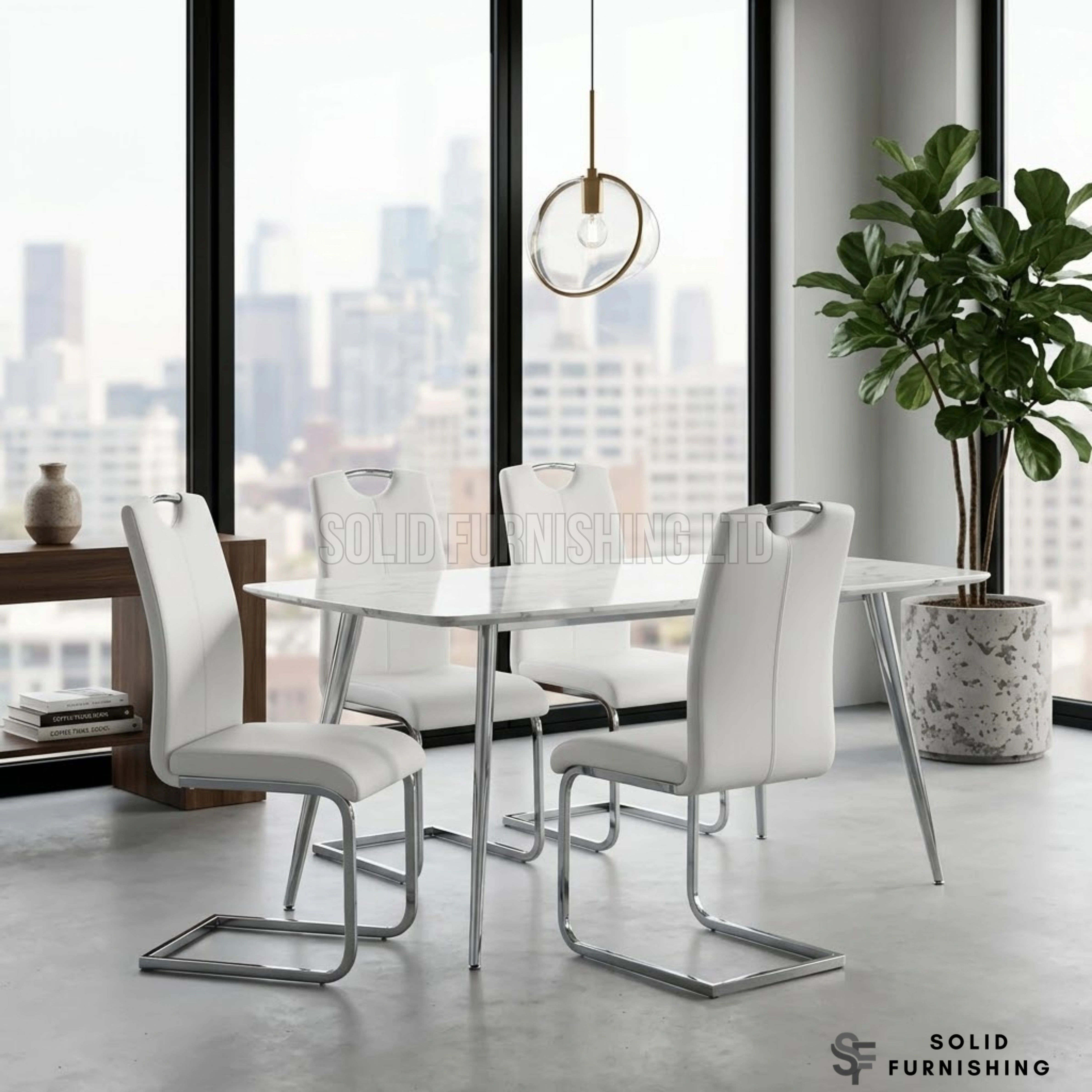 Milan Upholstered Dining Chairs – Chrome Cantilever Frame (Set of 2)