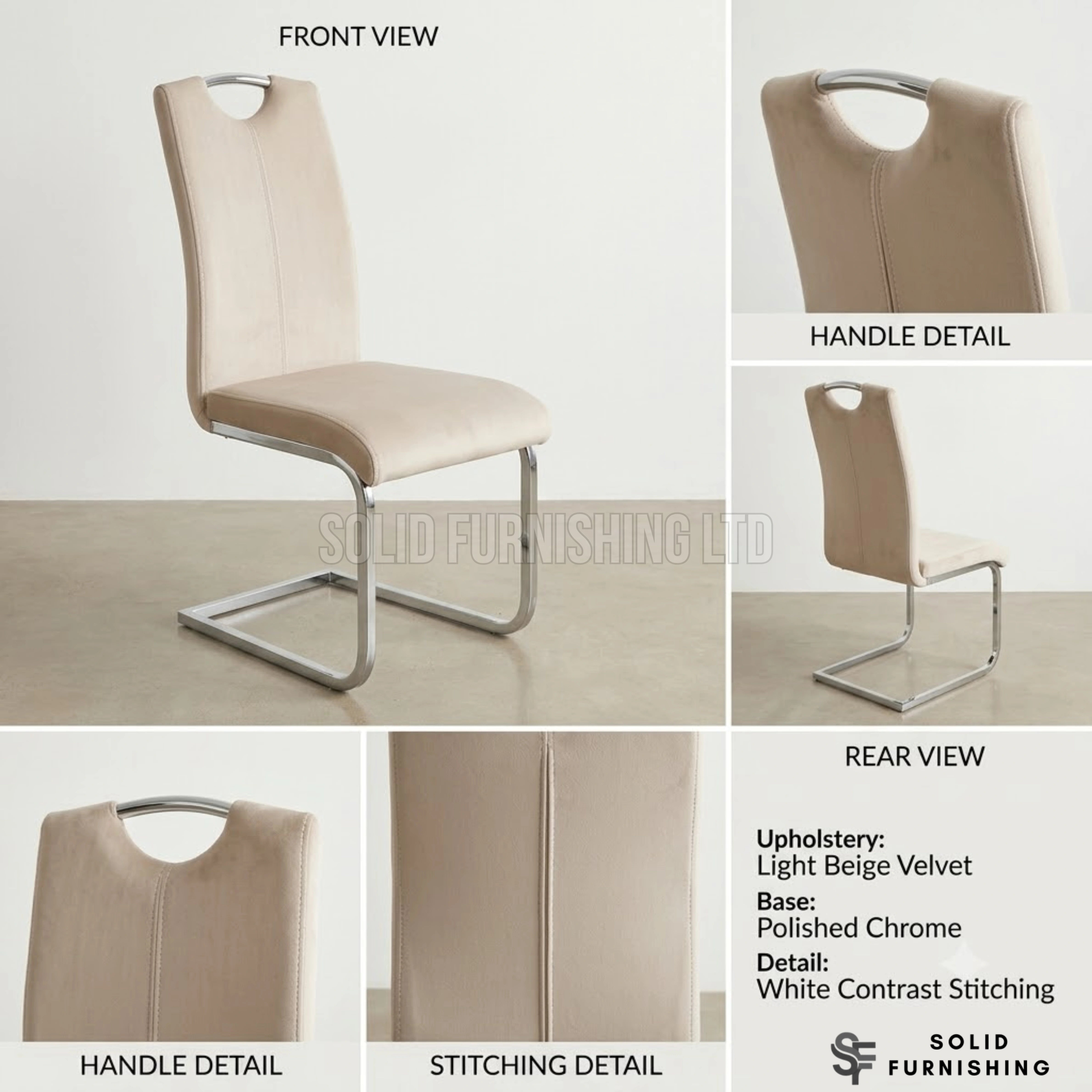 Milan Upholstered Dining Chairs – Chrome Cantilever Frame (Set of 2)
