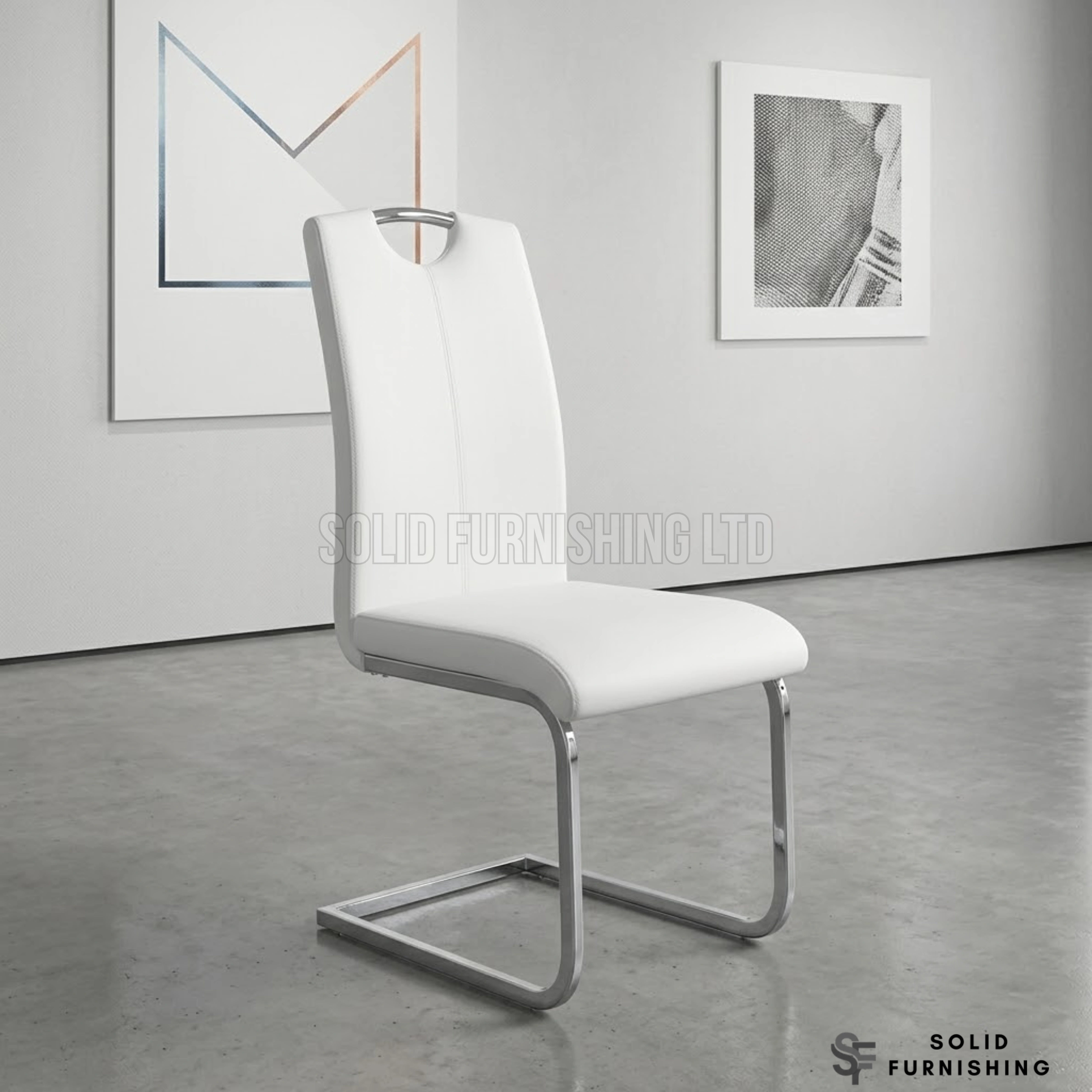 Milan Upholstered Dining Chairs – Chrome Cantilever Frame (Set of 2)