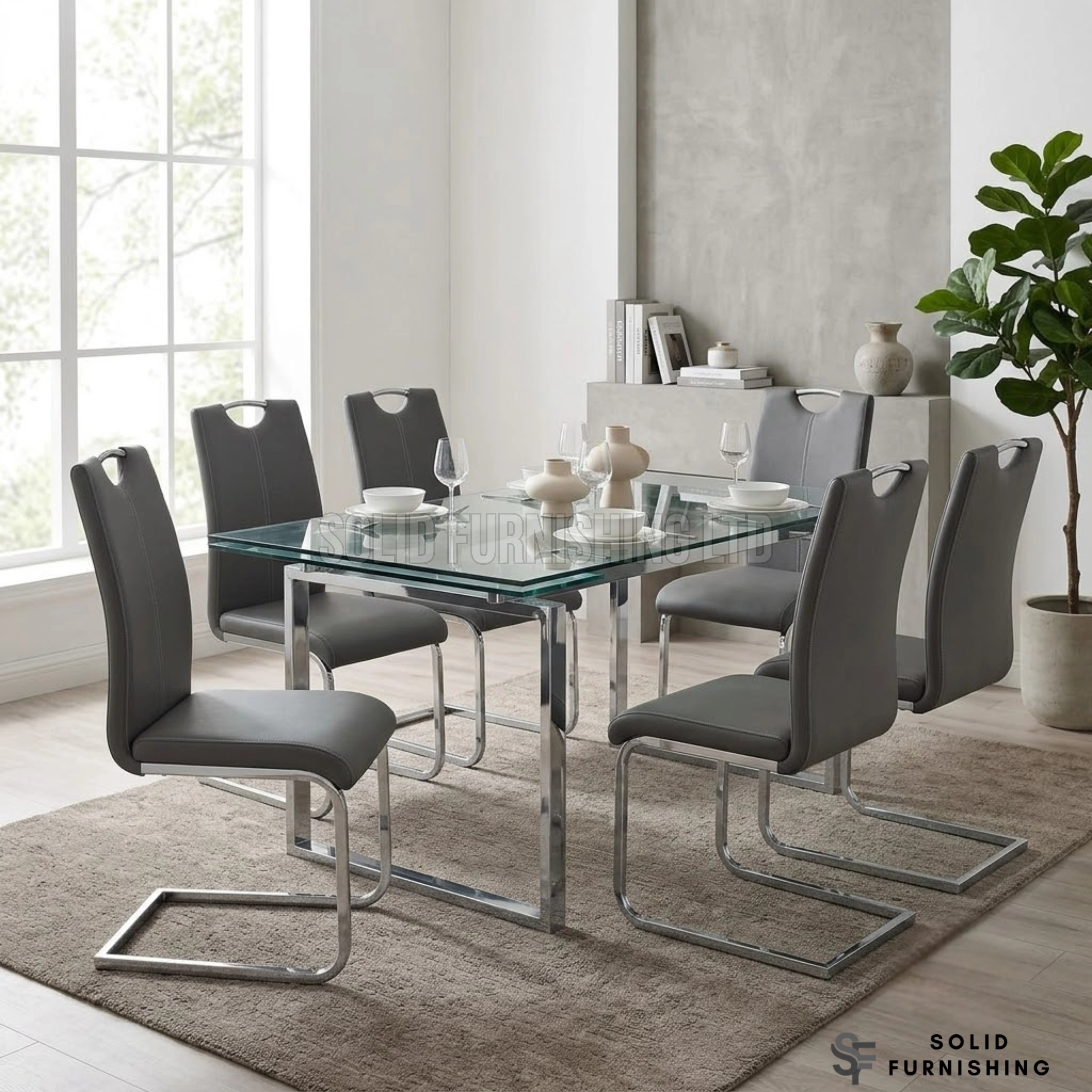 Milan Upholstered Dining Chairs – Chrome Cantilever Frame (Set of 2)