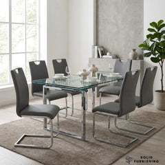 Milan Upholstered Dining Chairs – Chrome Cantilever Frame (Set of 2)