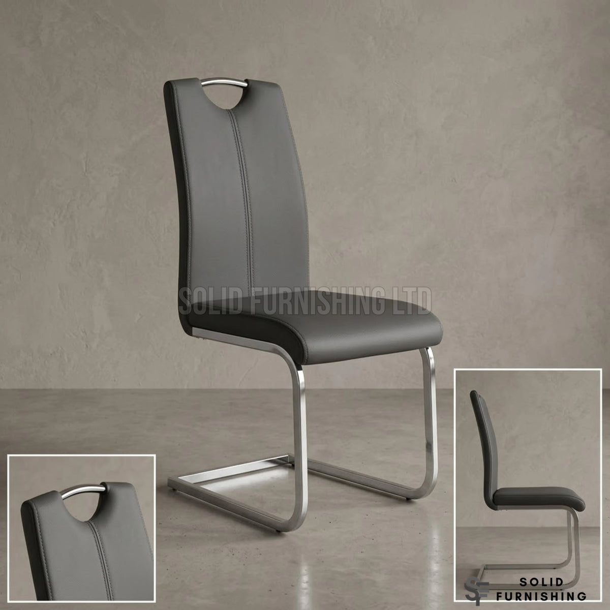 Milan Upholstered Dining Chairs – Chrome Cantilever Frame (Set of 2)